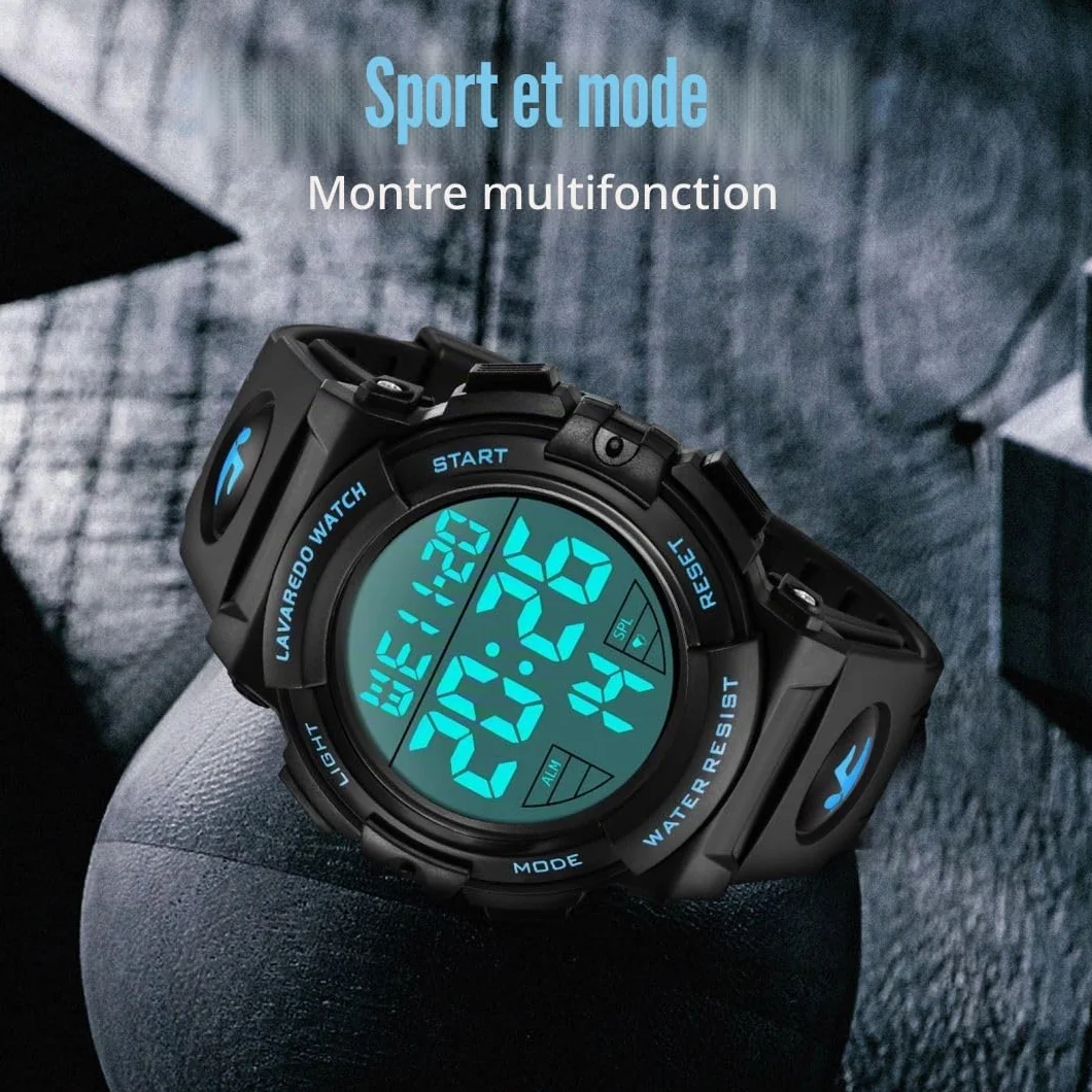 BEN NEVIS Montre Numérique Homme 5ATM Chronographe Étanche Sport Extérieur LED Alarme Date