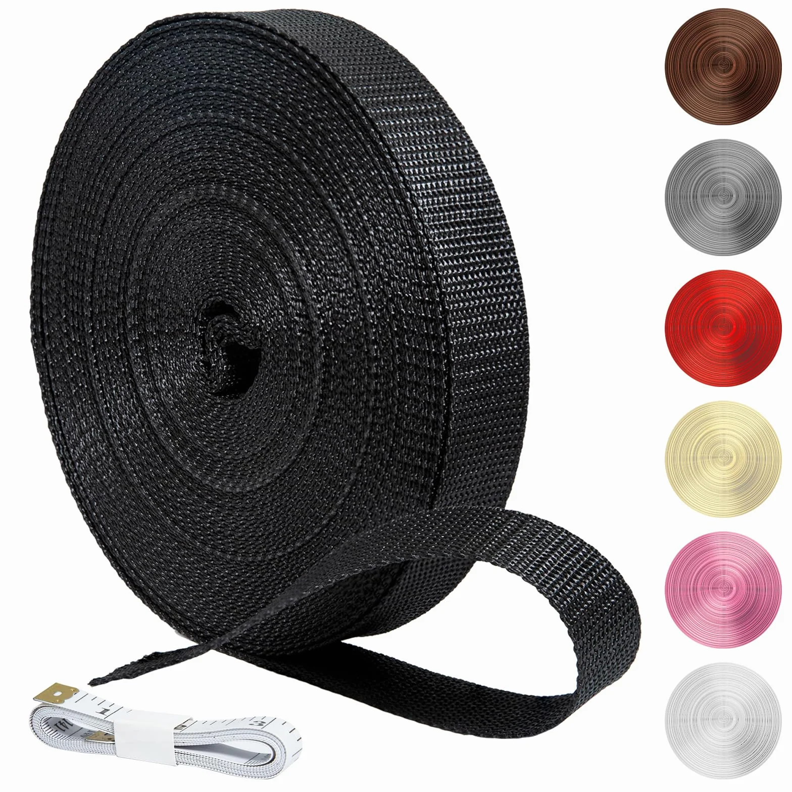 Sangle Polypropylène Noire 30 mm Résistante Imperméable Tissée au Mètre pour Sac Rucksack Bagage Harnais Bricolage Couture DIY Outdoor