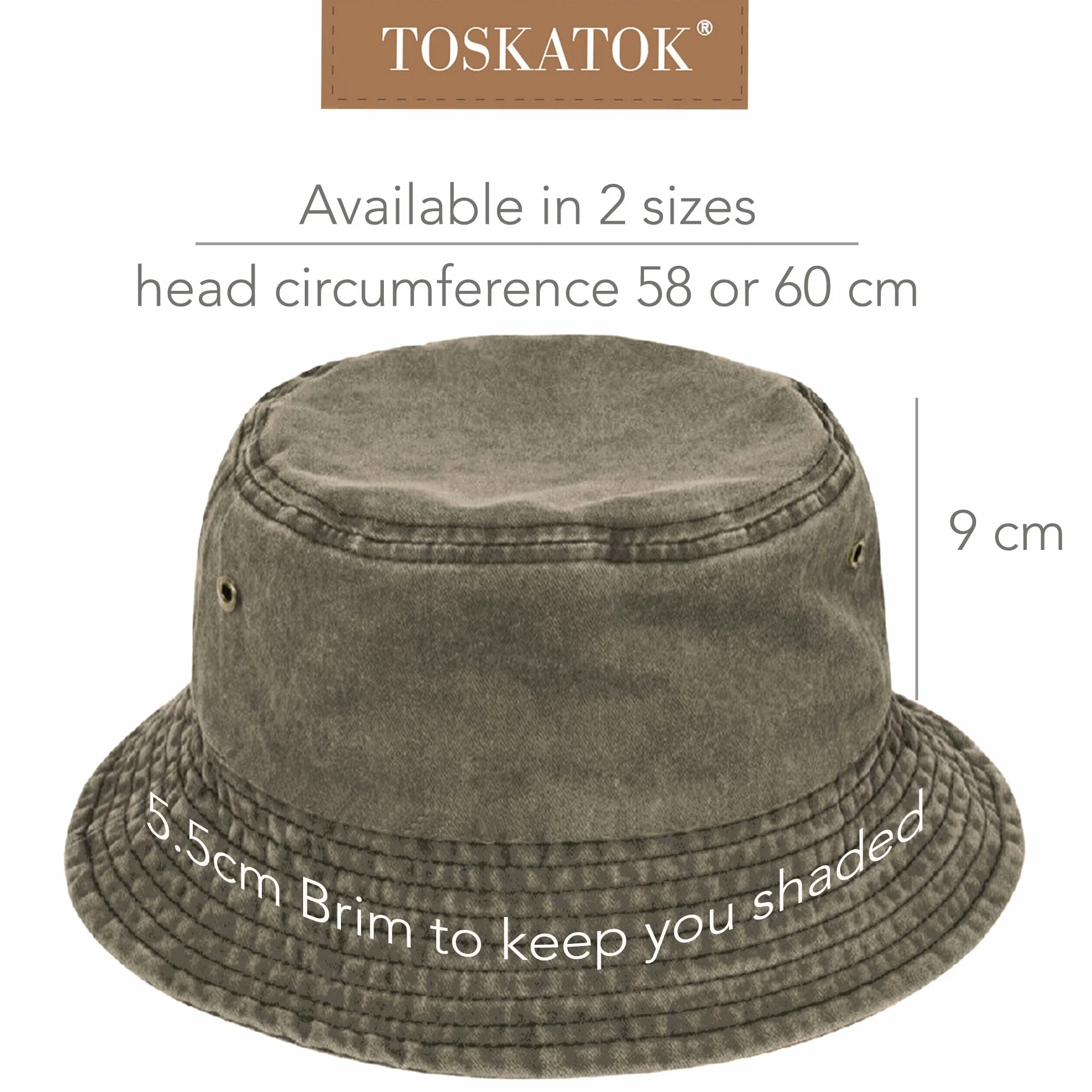 TOSKATOK Chapeau de pêcheur en Pur Coton délavé Protection Solaire UV Respirant