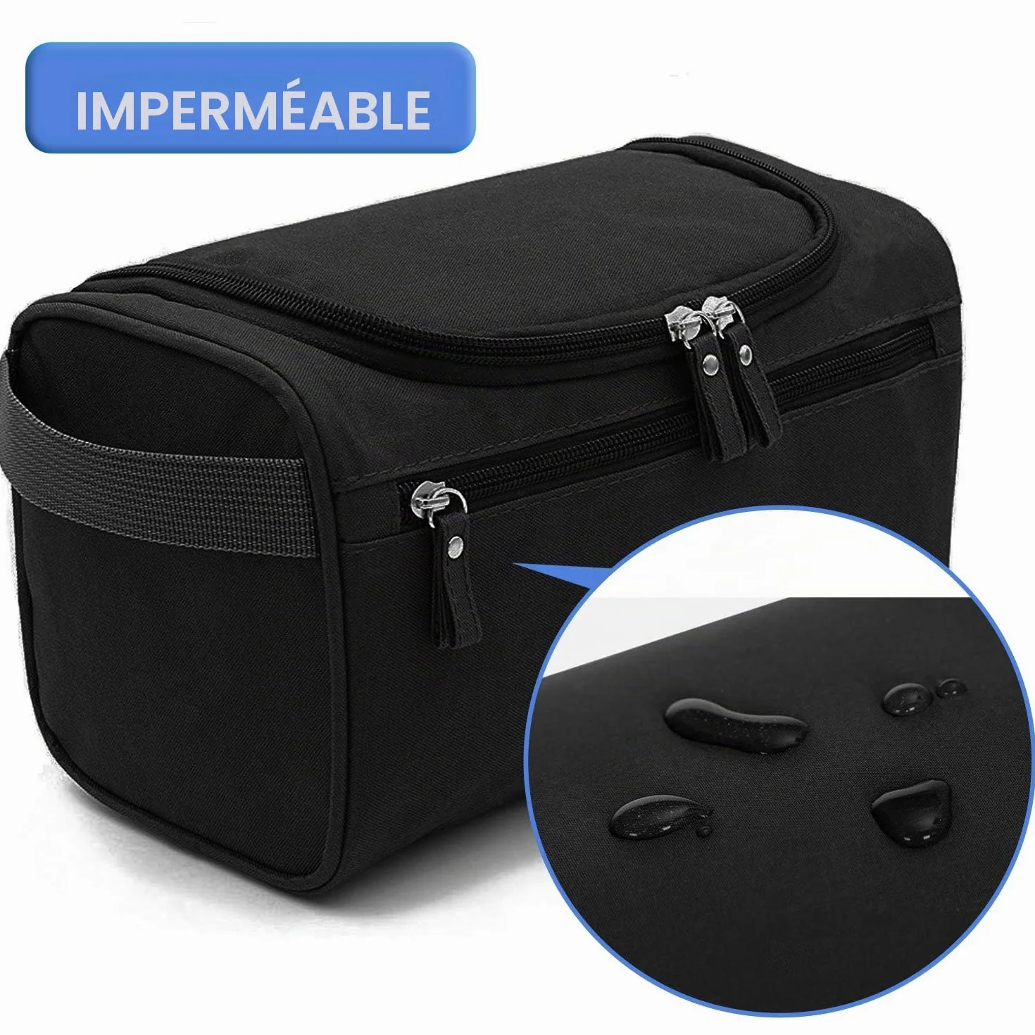 AOBETAK Trousse de Toilette Homme Imperméable Suspendue Sac de Makeup Voyage Noir