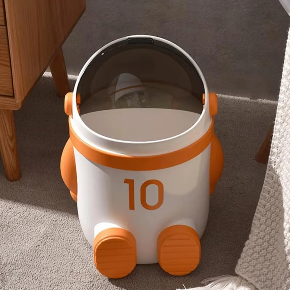Poubelle Astronaute Grande Capacité avec Couvercle Marron Clair Décoration Intérieur