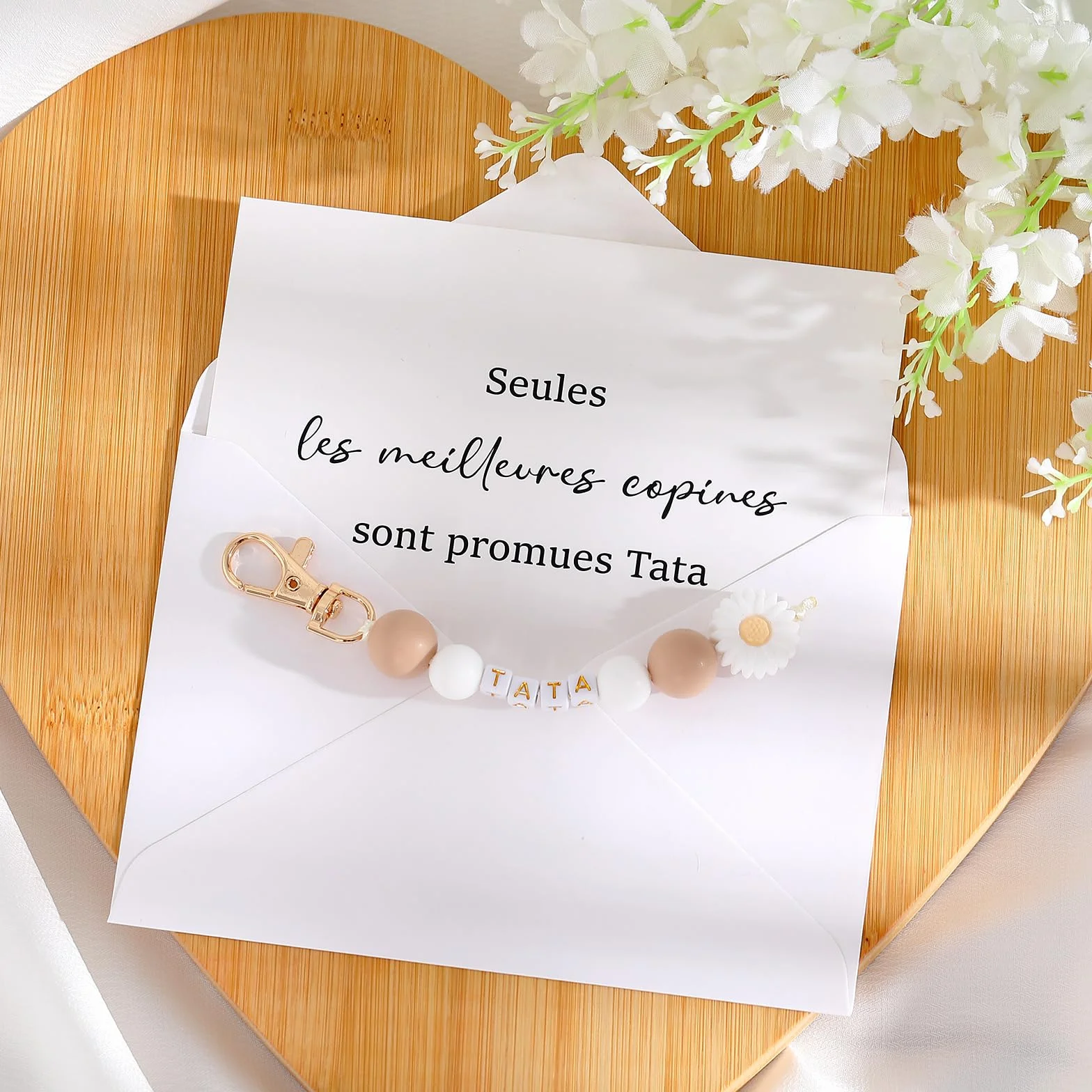 Hestya Porte-Clés Carte Annonce Grossesse Tata Mamie Marraine Témoin avec Enveloppe Cadeau