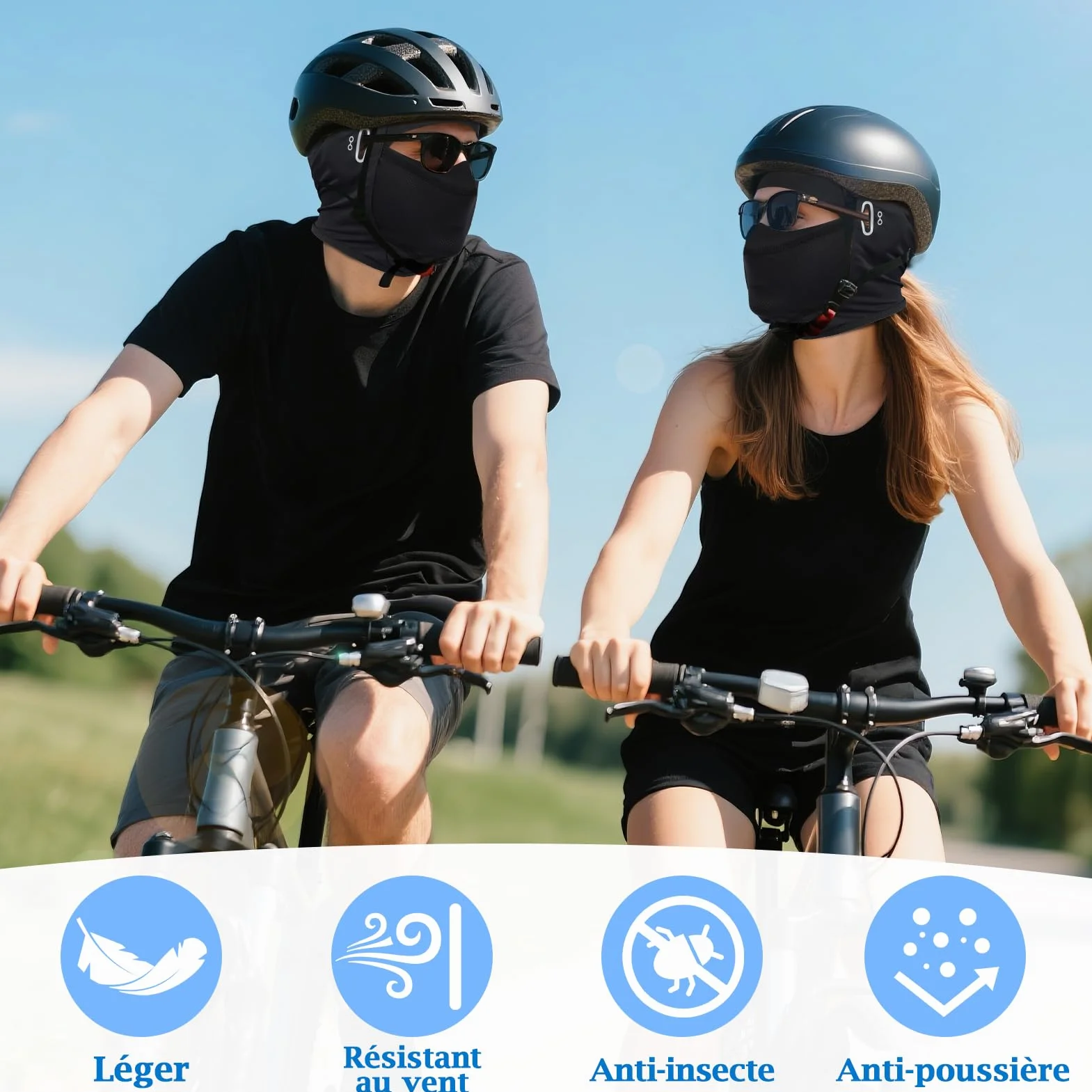 Kiiwah Cagoule Moto Respirant Hommes Femmes Protection UV Balaclava Masque Cyclisme Taille Unique Vélo Plein Air