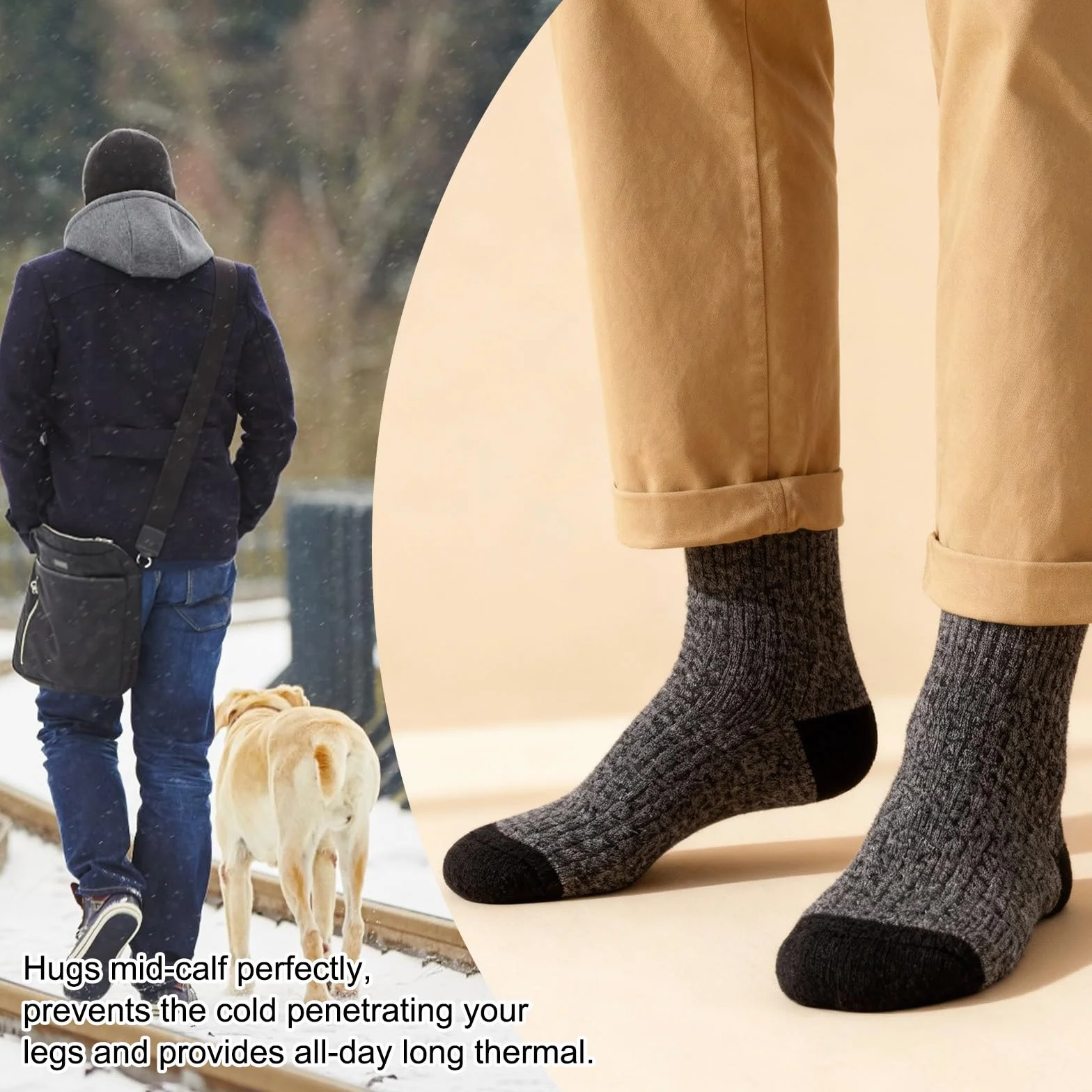 Chaussettes Thermiques Homme Chaudes Hiver 39-46 Paire