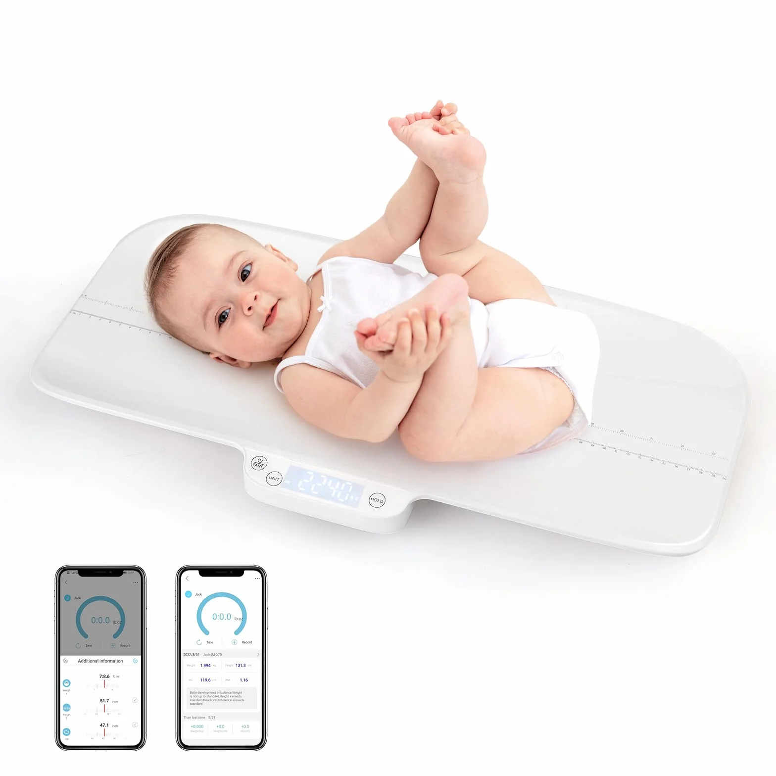 LIFEZEAL Pèse-bébé Numérique Balance Électrique 10g-30kg Précision 2g 60x30 cm