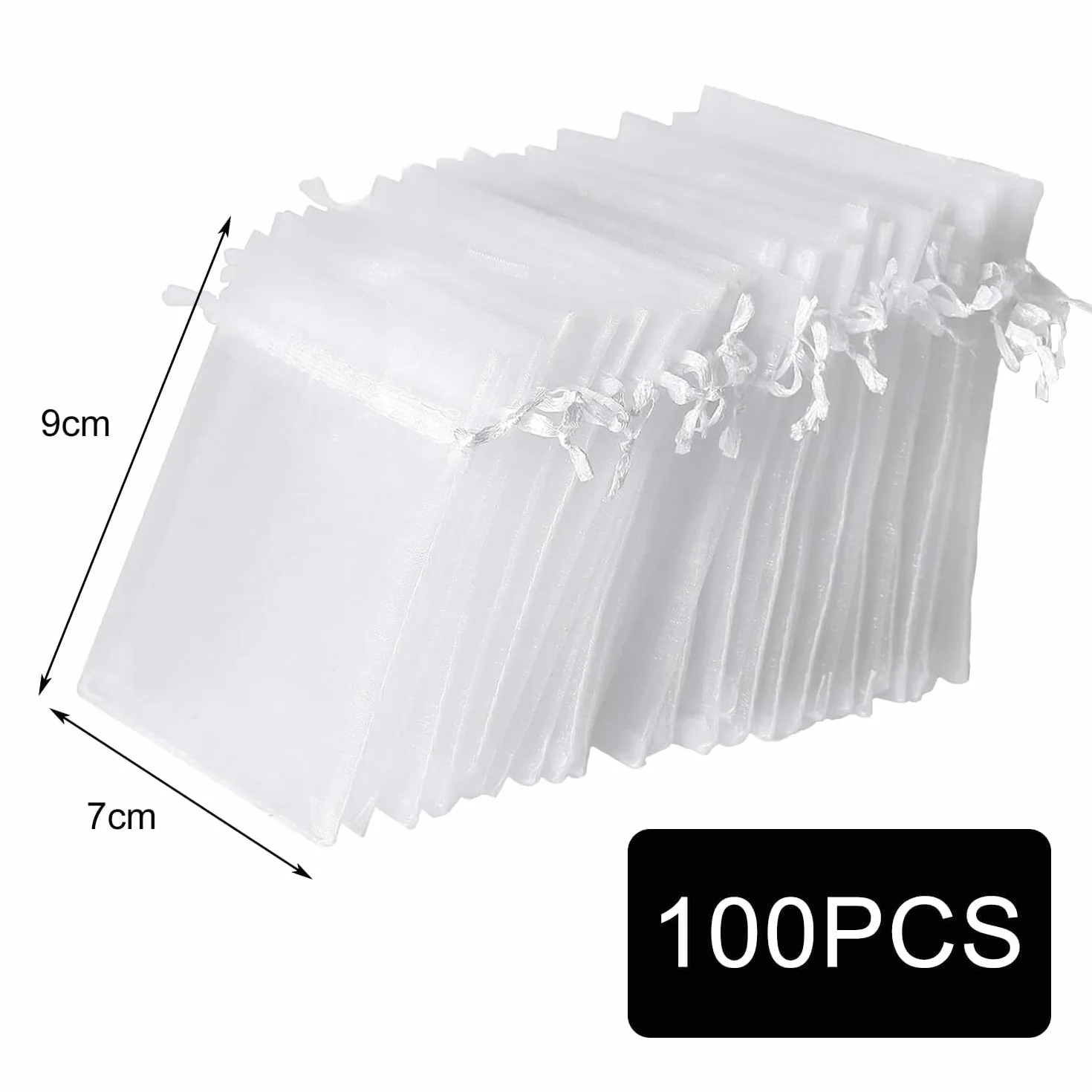 Lot De 100 Blanc Sachets En Organza 7 X 9 Cm Petits Sacs Cadeaux Avec Cordon De Serrage