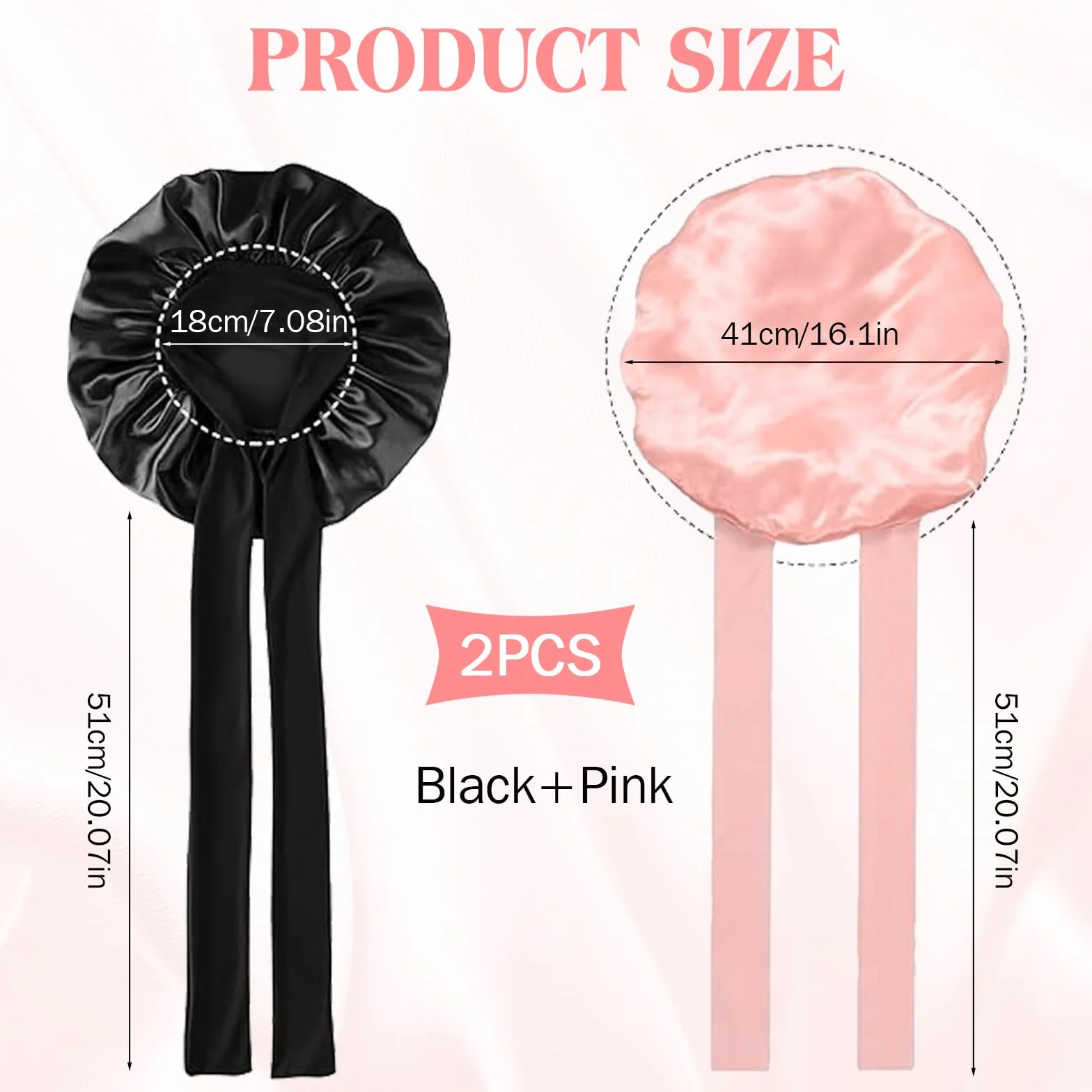 Zorplex Lot de 2 Bonnet Soie Cheveux Nuit, Capuchon de Sommeil Ajustable avec Élastique, Protection Cheveux
