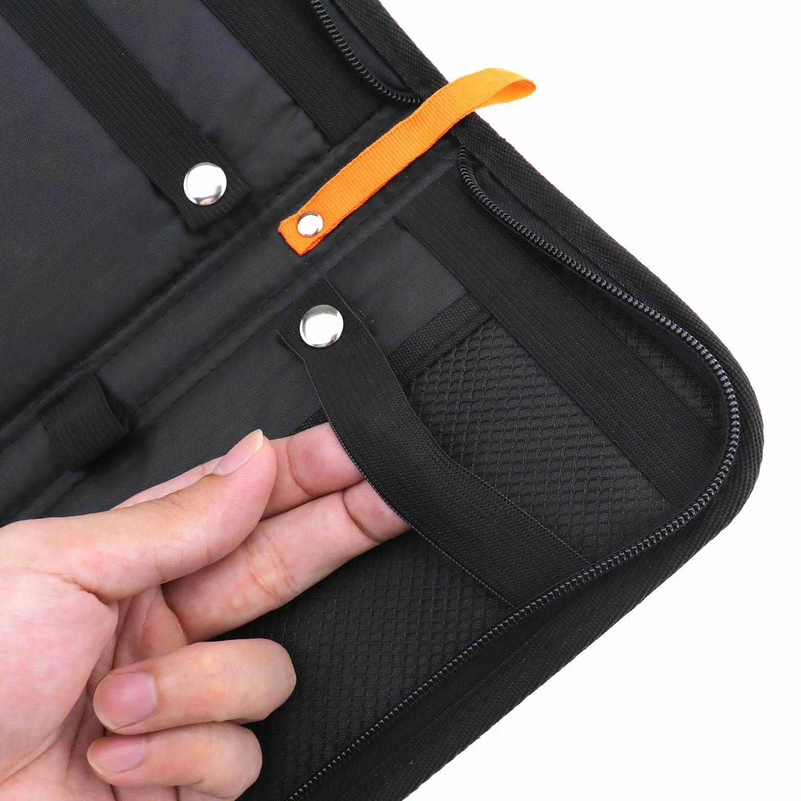 Organisateur de Voyage Cravate Sac de Rangement Nylon Zippée Étui à Boutons de Manchette Hommes Noir 42x13x2 cm