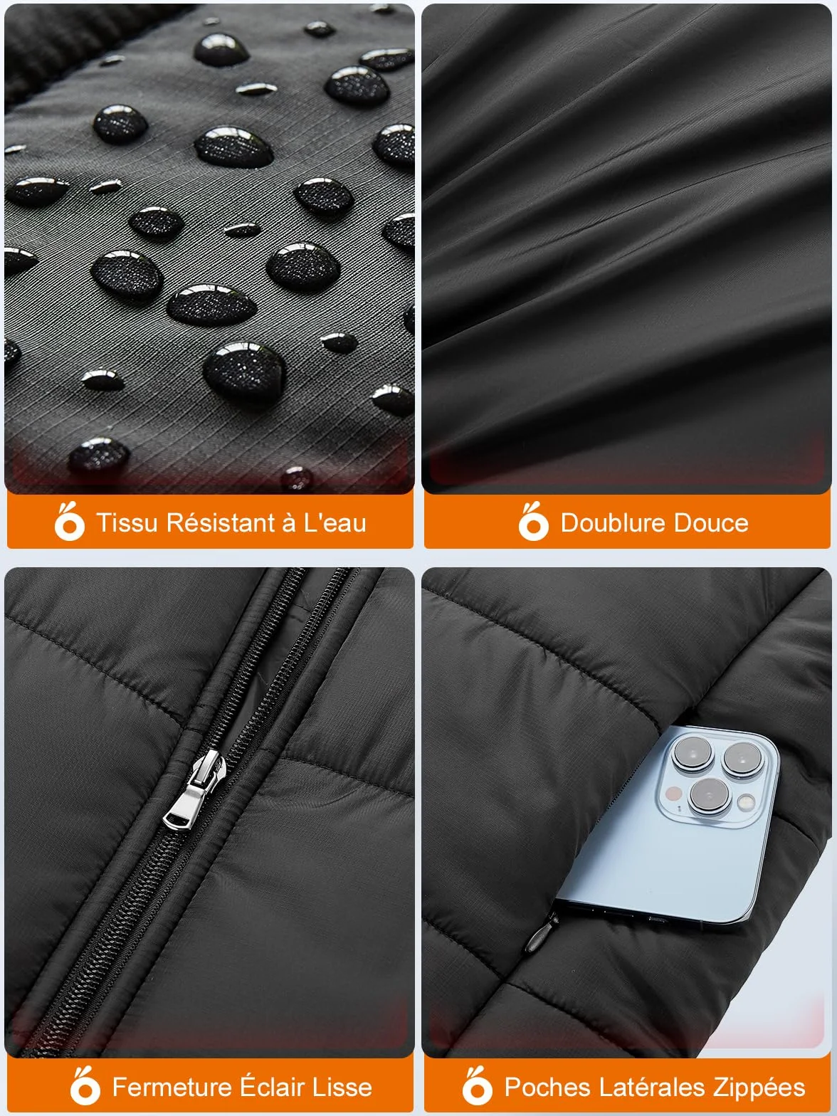 Gilet Chauffant Homme Femme avec Batterie Incluse 10000mAh USB Électrique 5 Zones Chauffage 3 Chaleurs