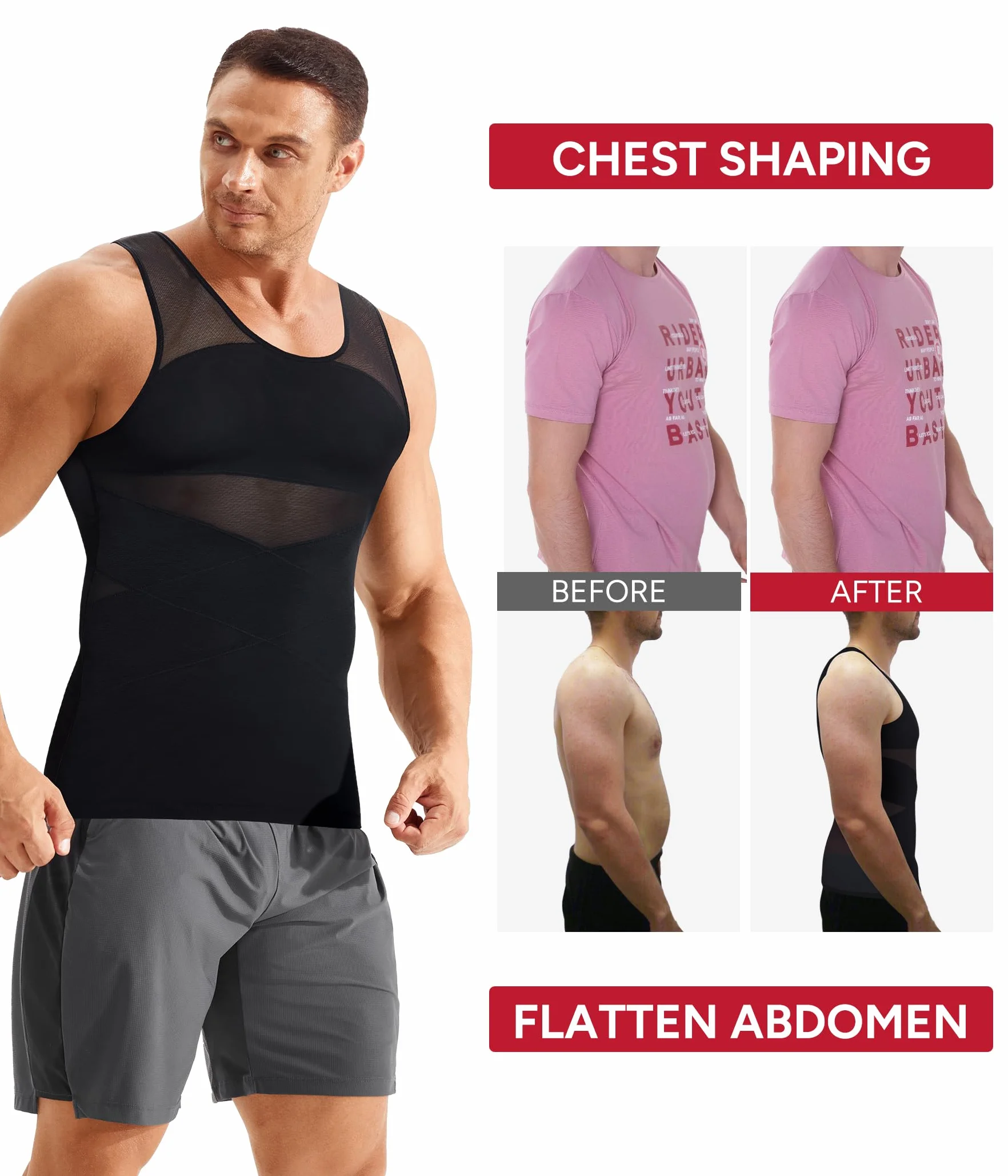 Nebility Débardeur de Compression Homme Maillot de Corps Gaine Ventre Plat Amincissant