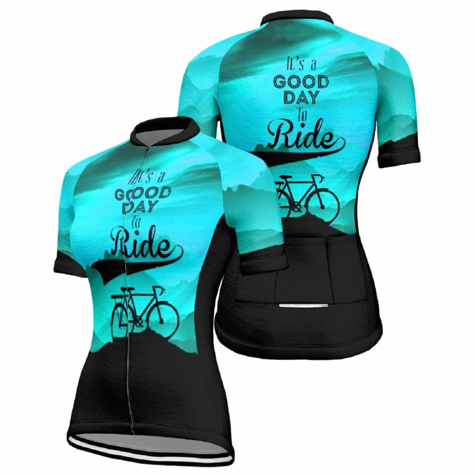 Mateju Maillot Cyclisme Femme Respirant Séchage Rapide avec Fermeture Éclair et Poche 3D Impression