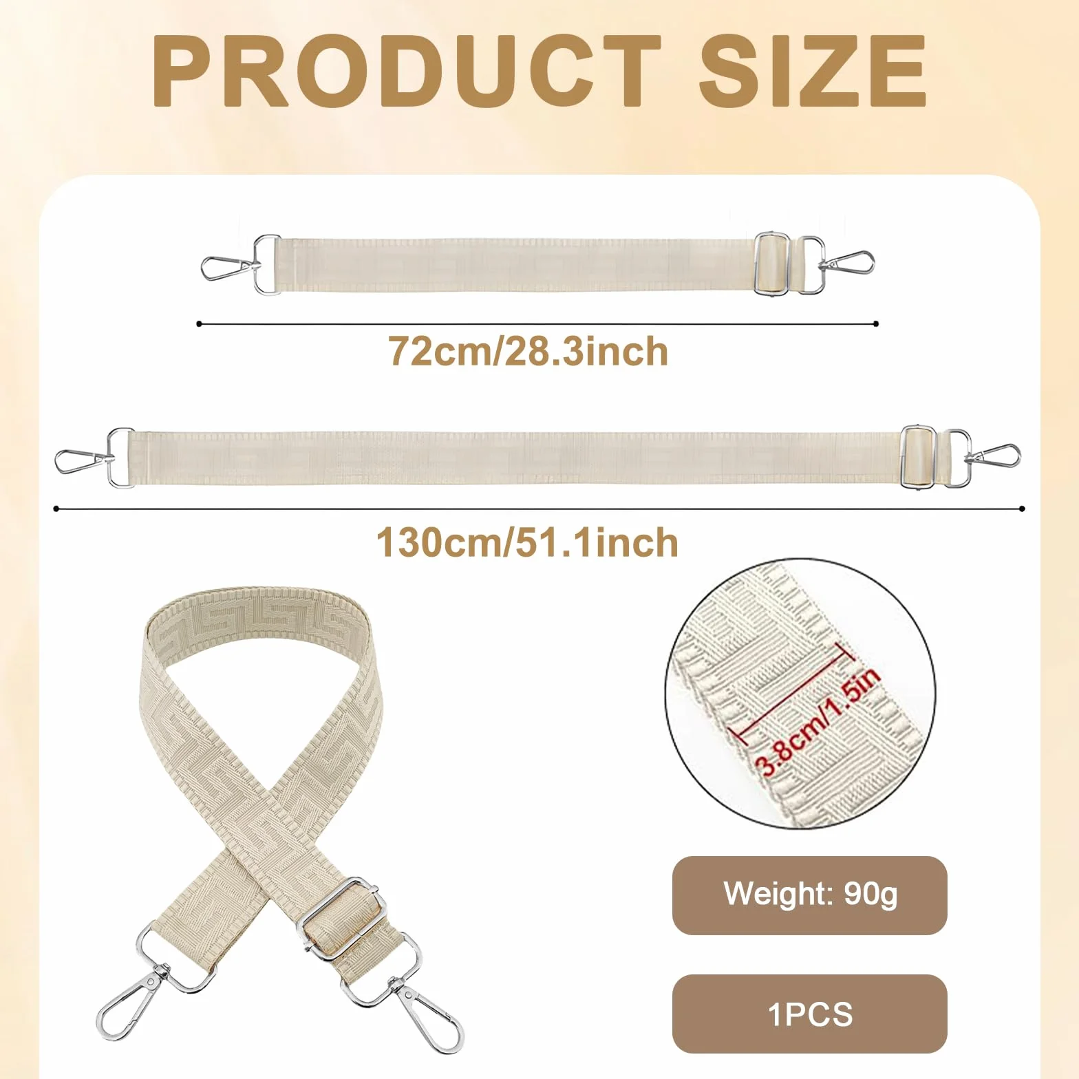 Sangle Sac Bandoulière Réglable Large pour Sac à Main Femme Beige