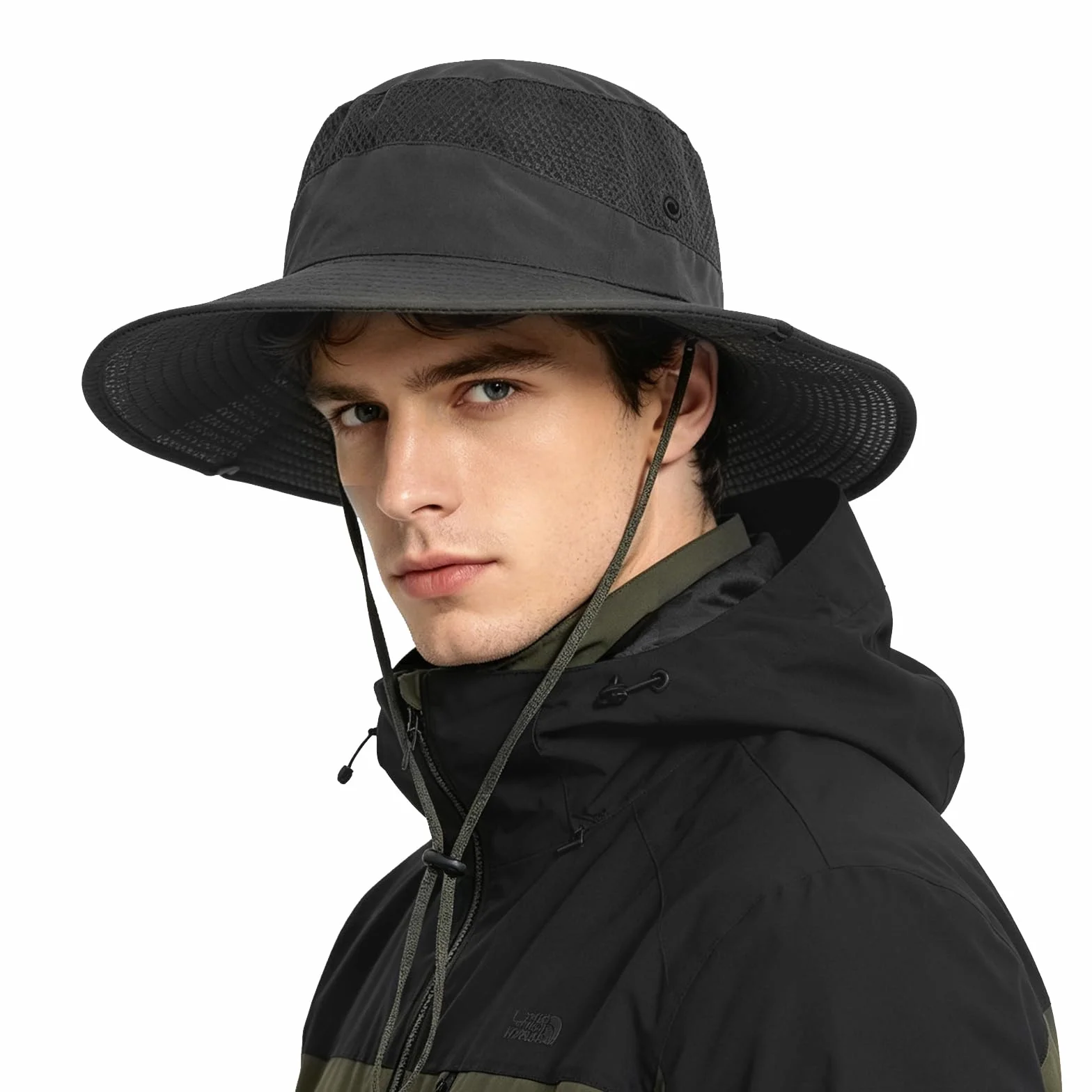 Chapeau Homme Anti UV Femme Large Bord Casquette Pliable Étanche Randonnée Mesh Respirant Soleil Safari