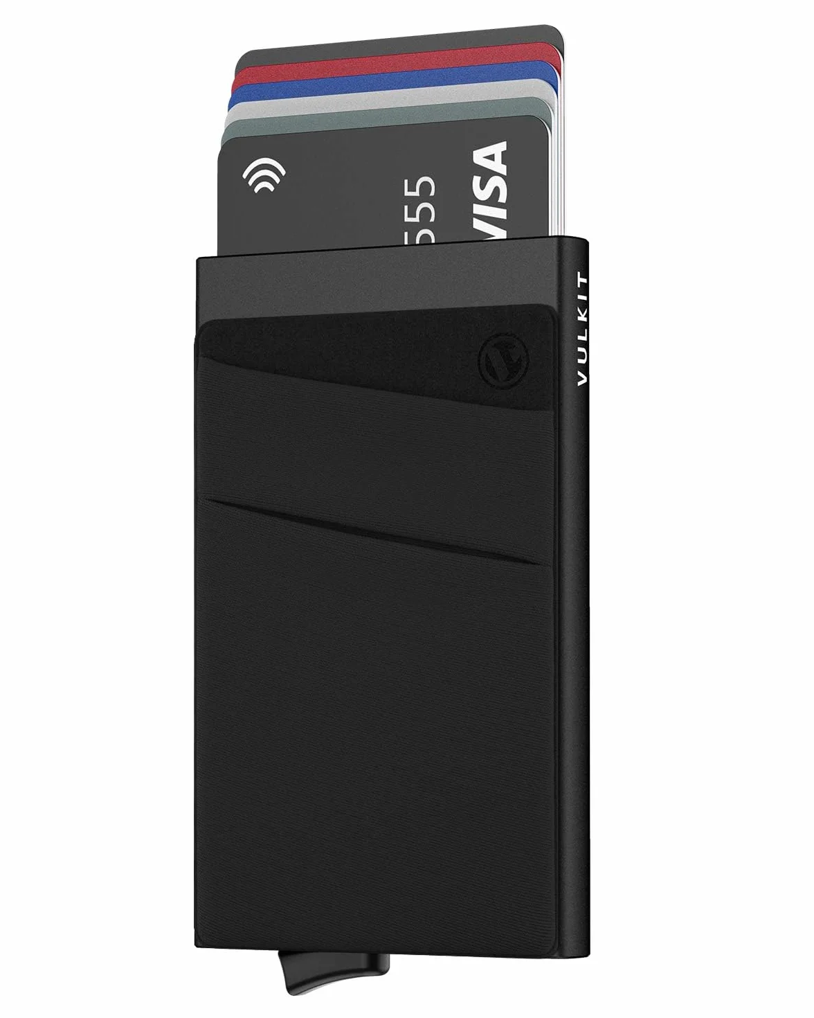 VULKIT Porte Carte de Crédit Aluminium Rigide Pop Up avec RFID Blocage