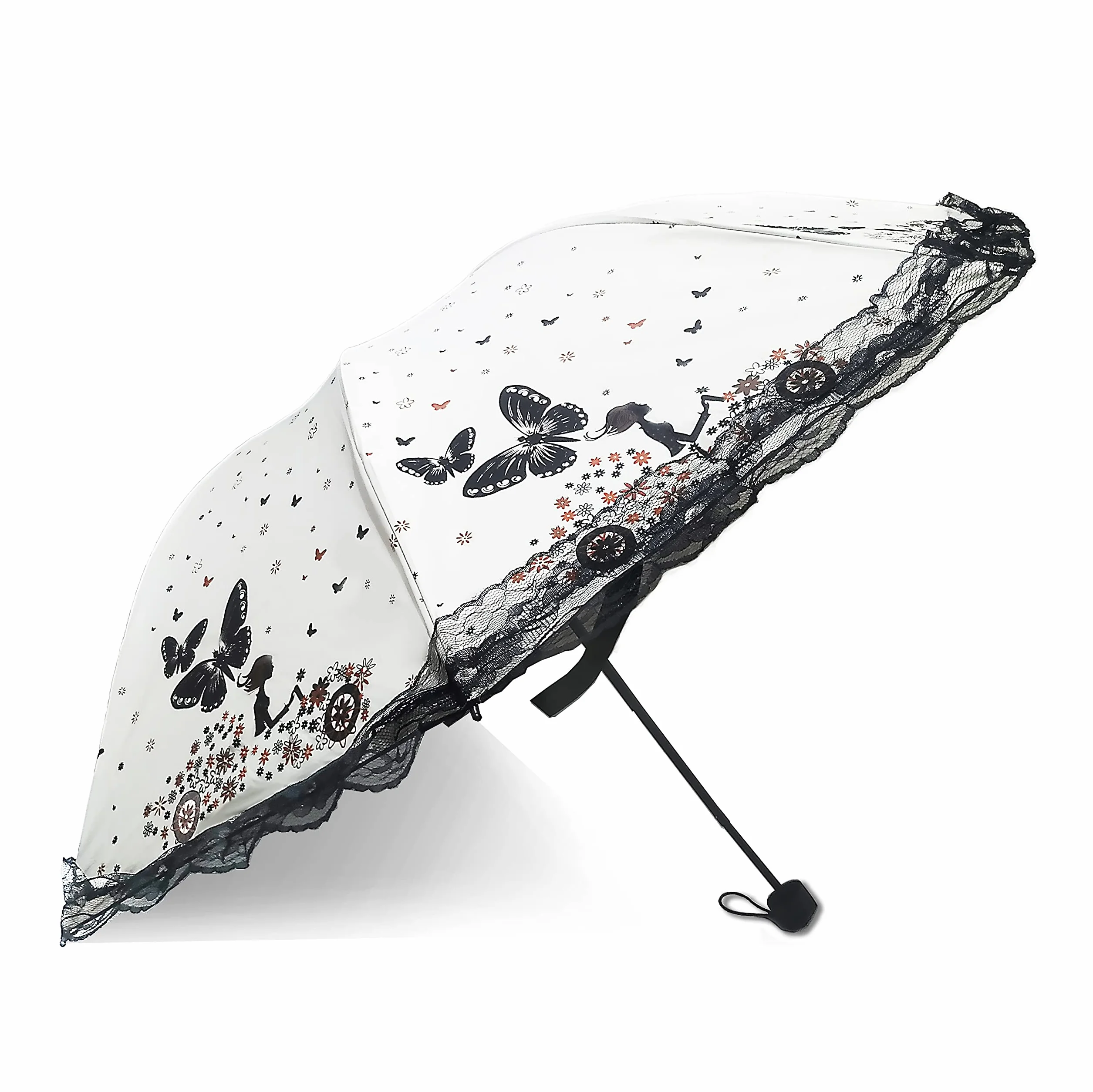 Parapluie pliant UV Ombrelle Compact Protection contre le vent Voyage Résistant à l'eau pour femmes