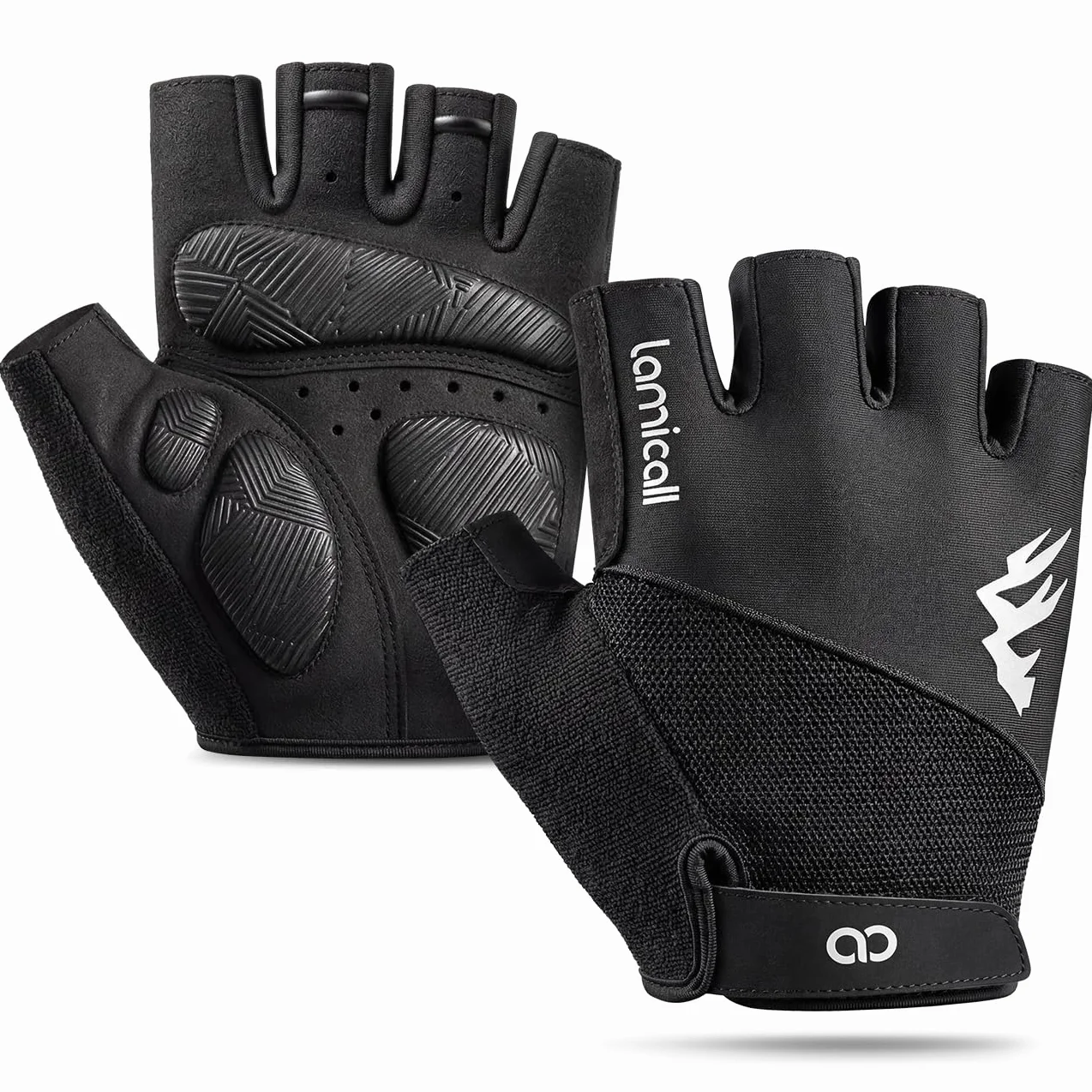 Lamicall Gants de Cyclisme Homme Femme Demi-Doigts Amortissant Respirant Été Vélo Paume Antidérapante Séchage Rapide