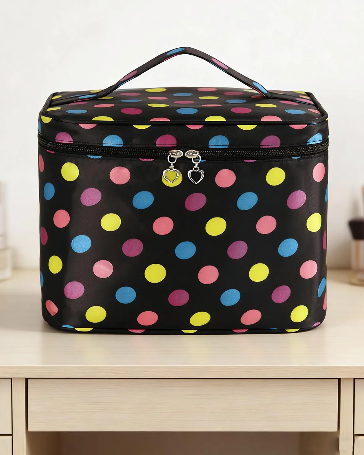 Grande Trousse de Maquillage de Voyage avec Support pour pinceaux Noir L
