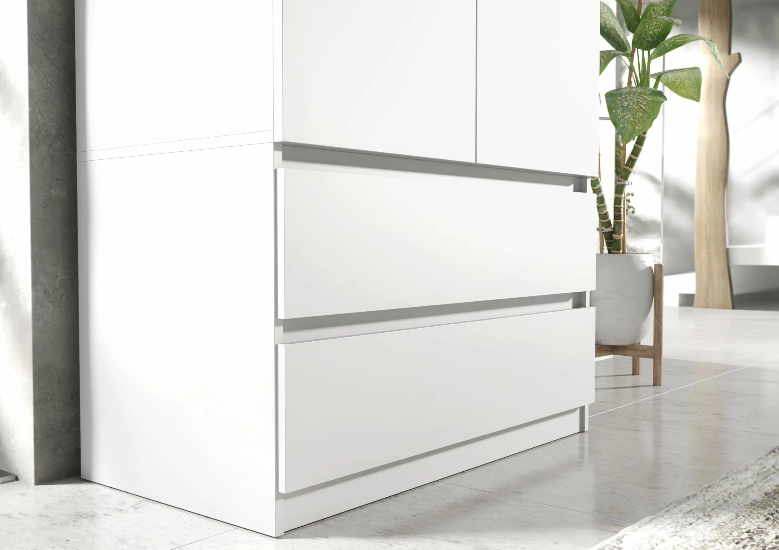 Meble Masztalerz Armoire Chambre Enfant 2 Tiroirs 90 cm Penderie Vetement Dressing Rangement Blanc 180x90x50 cm