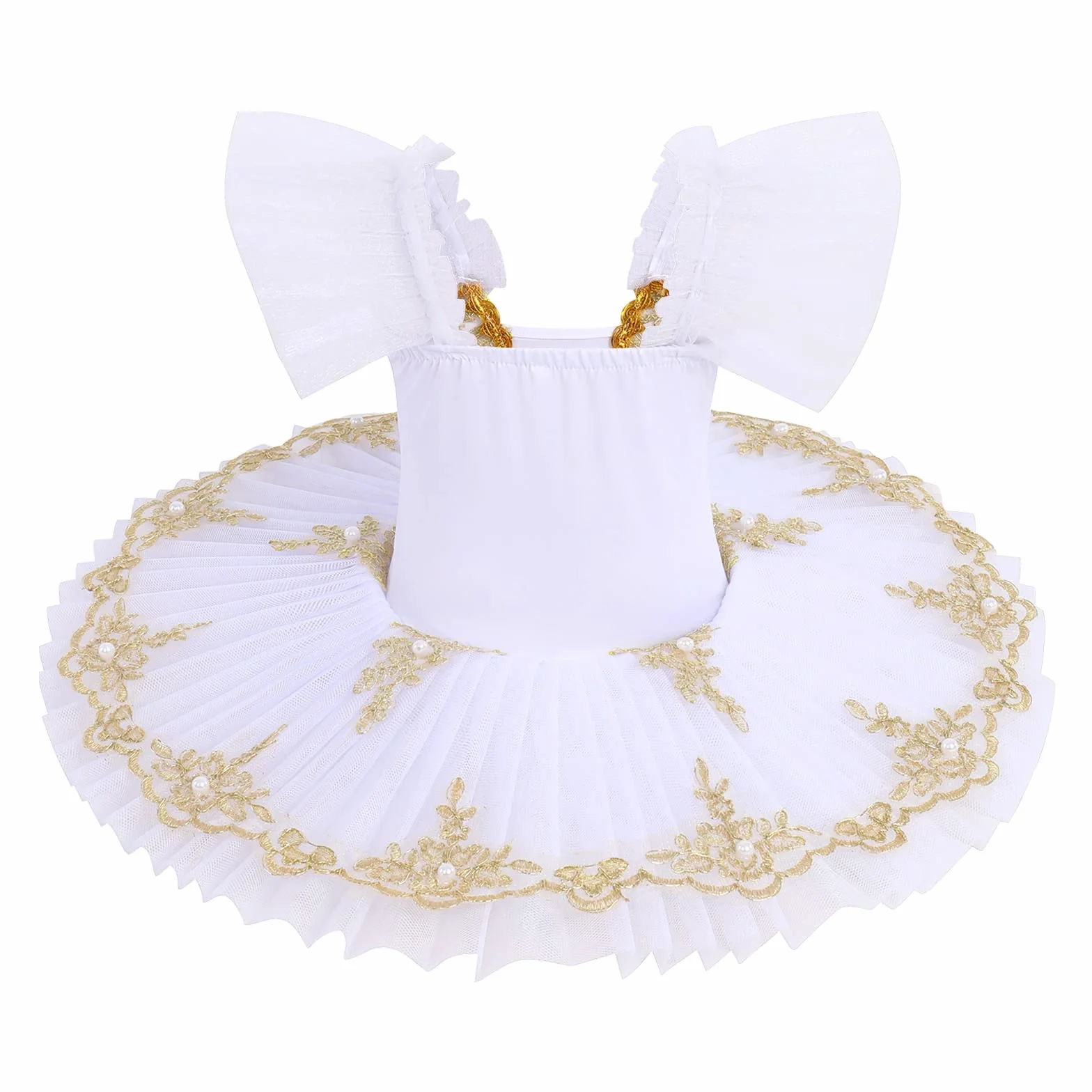 OBEEII Robe de Ballet Paillettes Broderies Tutu Justaucorps Danse Classique Gymnastique Léotard