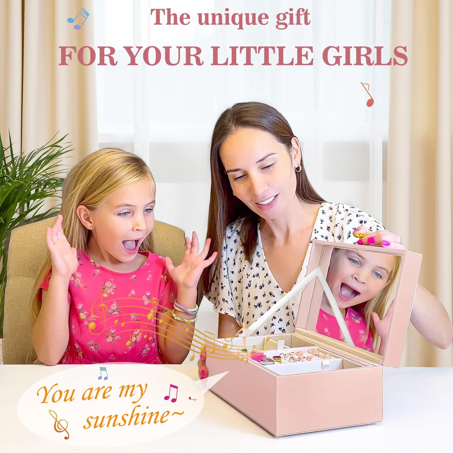 ProCase Boite à Bijoux Musicale Enfant Ballerina Rose