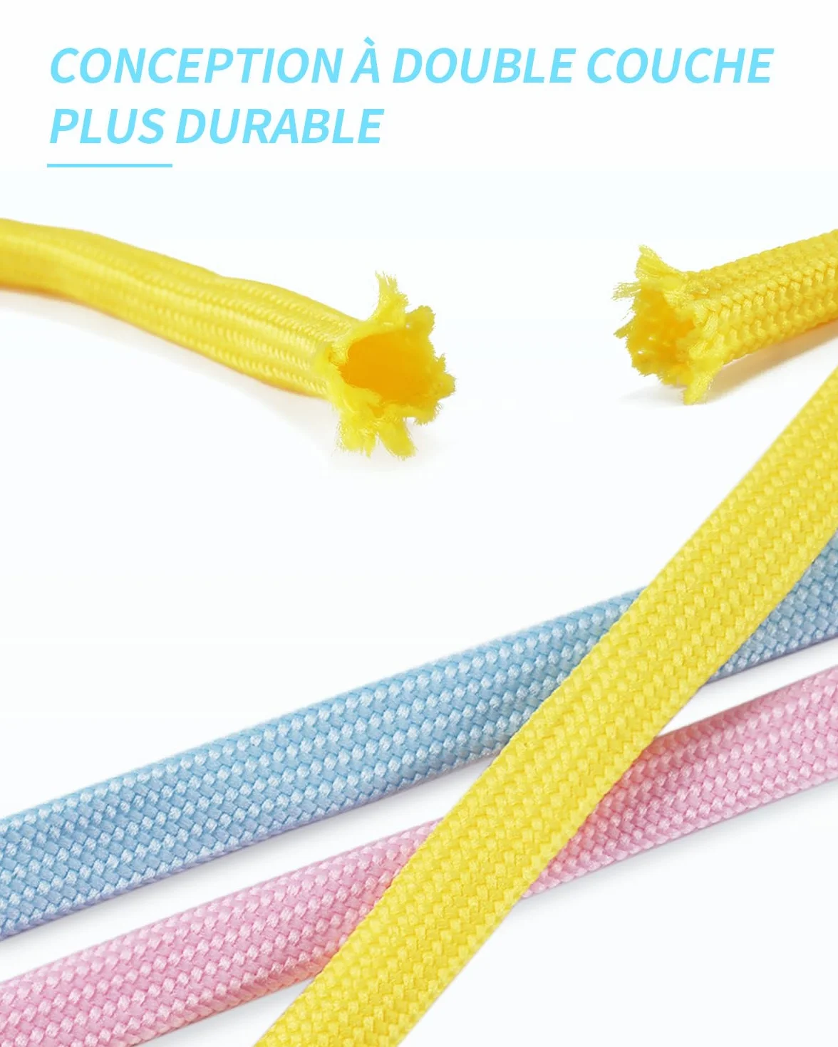 Lacets Plats 10mm Double Épaisseur Polyester 80-180cm Lacets de Remplacement Durable pour Sport
