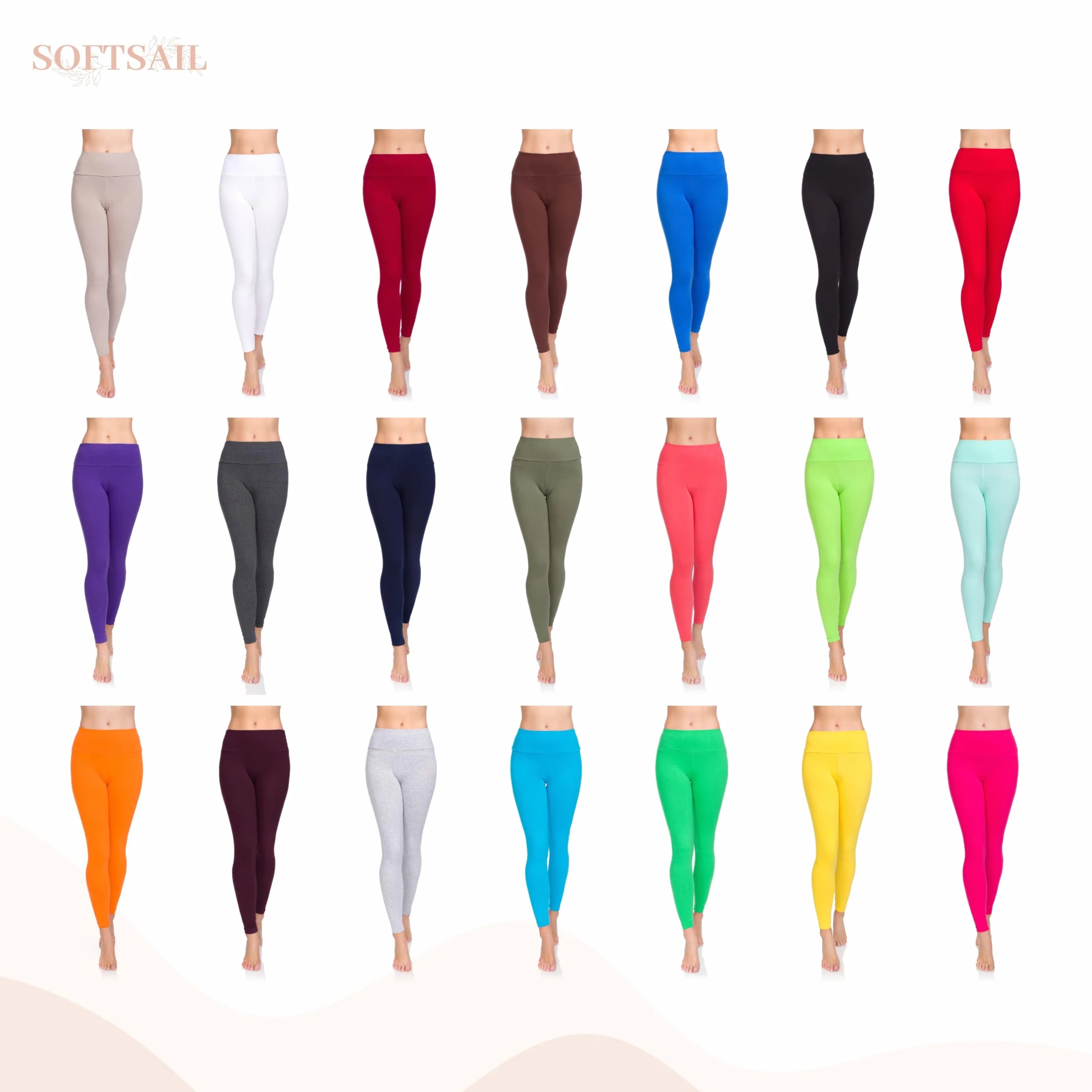 Legginsy SOFTSAIL 95% Bawełna Wysoki Stan Damskie