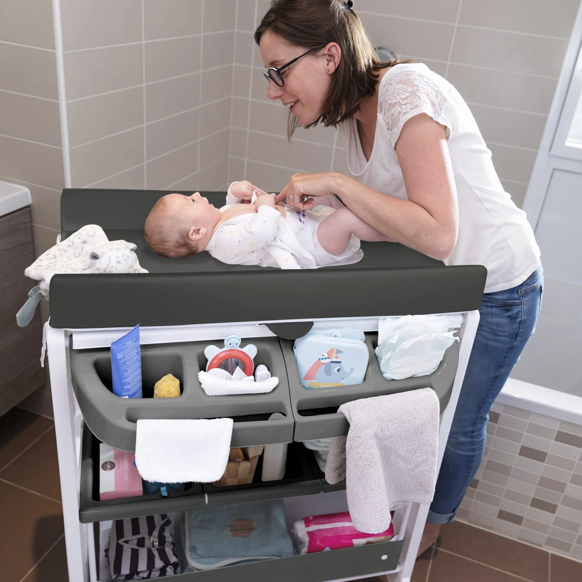 Bebeconfort Dolphy Baignoire Table à Langer Bébé 0-12 Mois 11 kg Gris