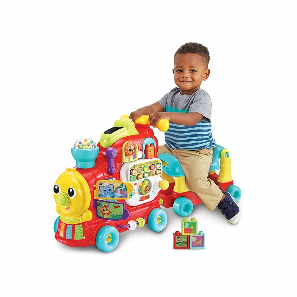 VTech Maxiloco Mon Trotti Train 7 en 1 Trotteur Pousseur Bébé Porteur Évolutif Tableau d'Éveil Interactif Détachable Blocs de Construction Alphabet Cadeau Bébé Dès 1 an