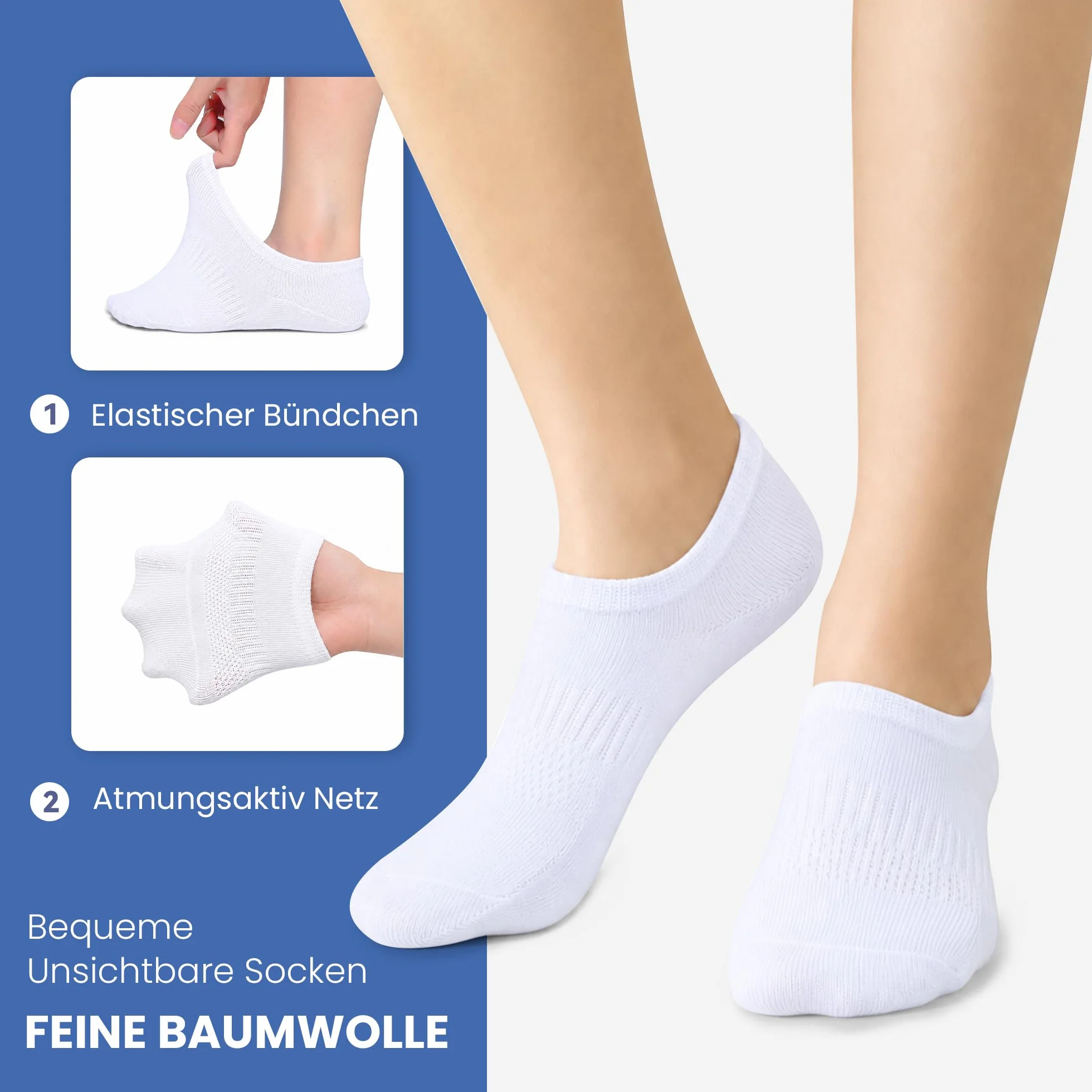 Chaussettes Basses Femme Invisibles Soquettes Courte 10 Paires