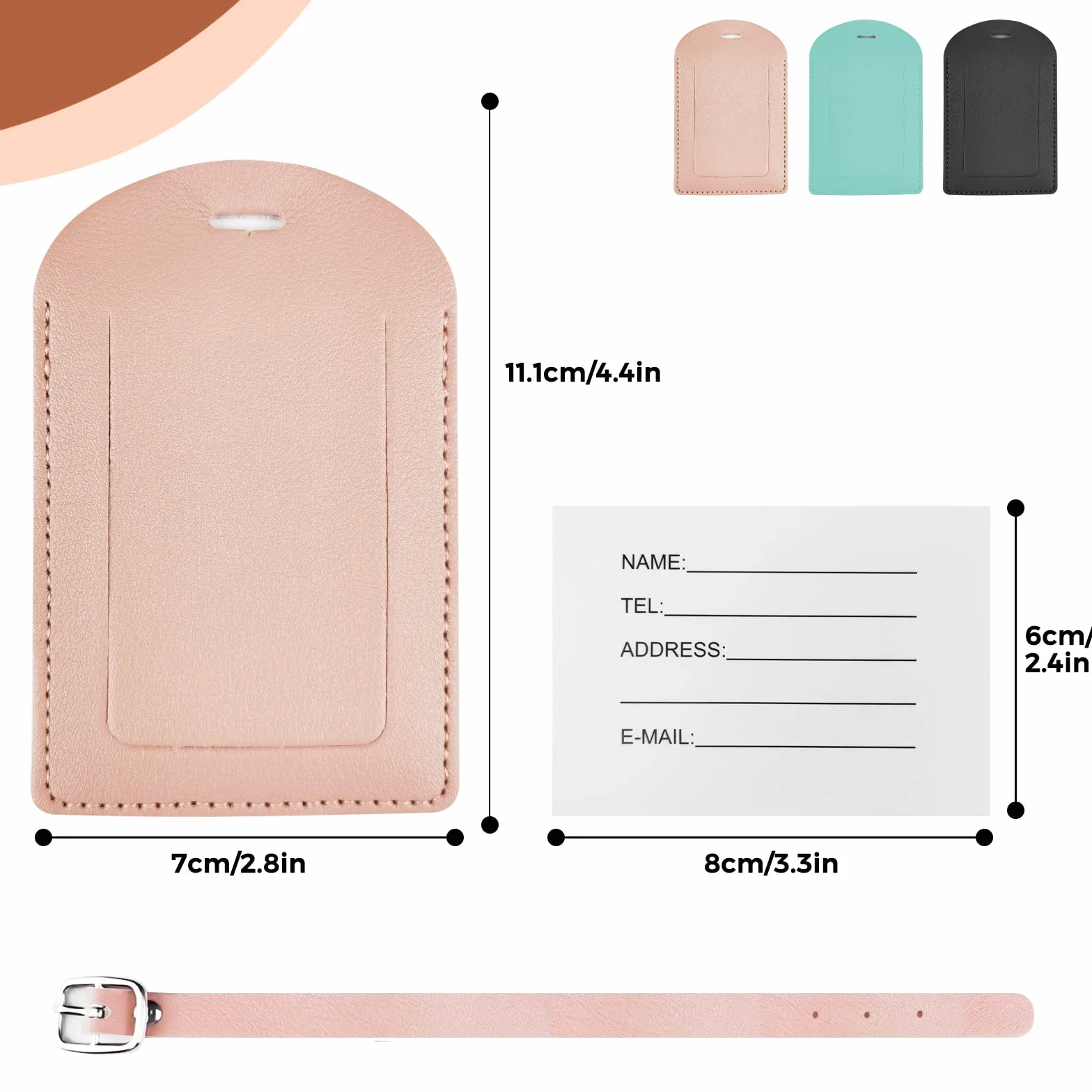 Lot de 3 Étiquettes Valise PU Cuir Bagage Réglable Pour Sac à Dos Aviation