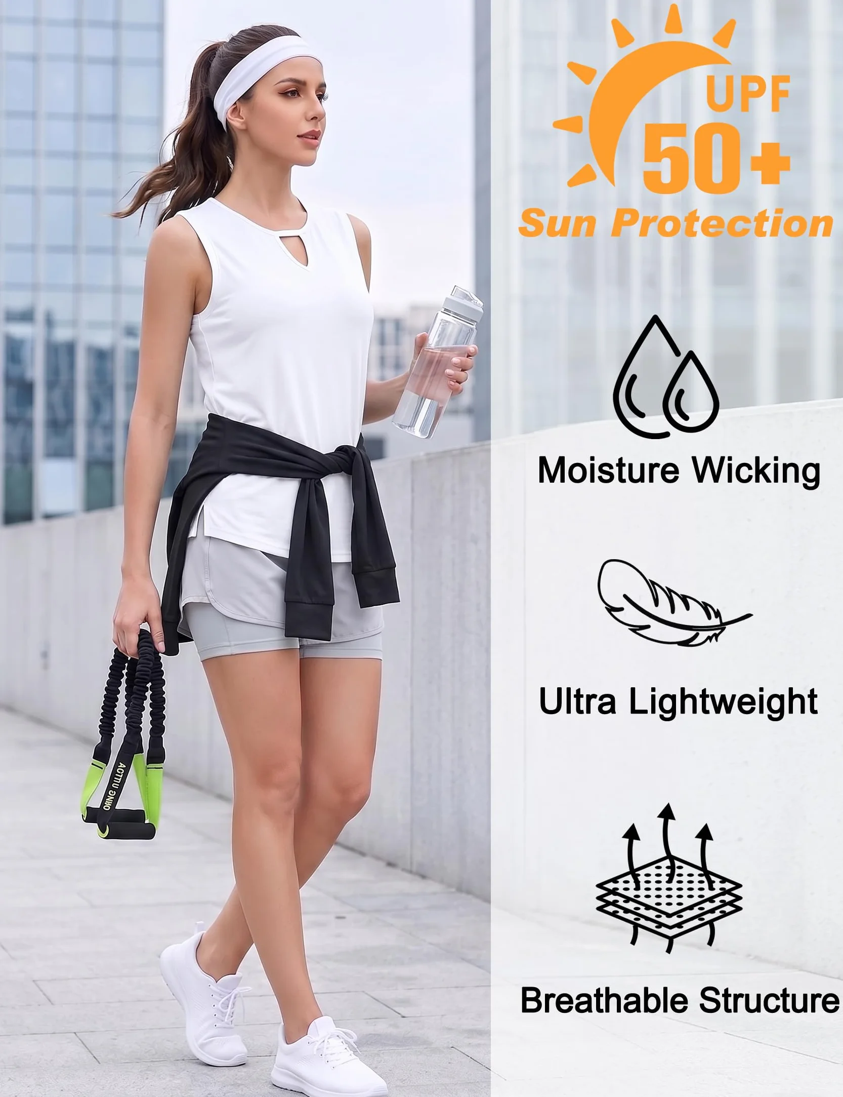Débardeur Sport Femme Respirant sans Manches Yoga Gym, Top Séchage Rapide Dos Mesh Aéré Taille S-XXL