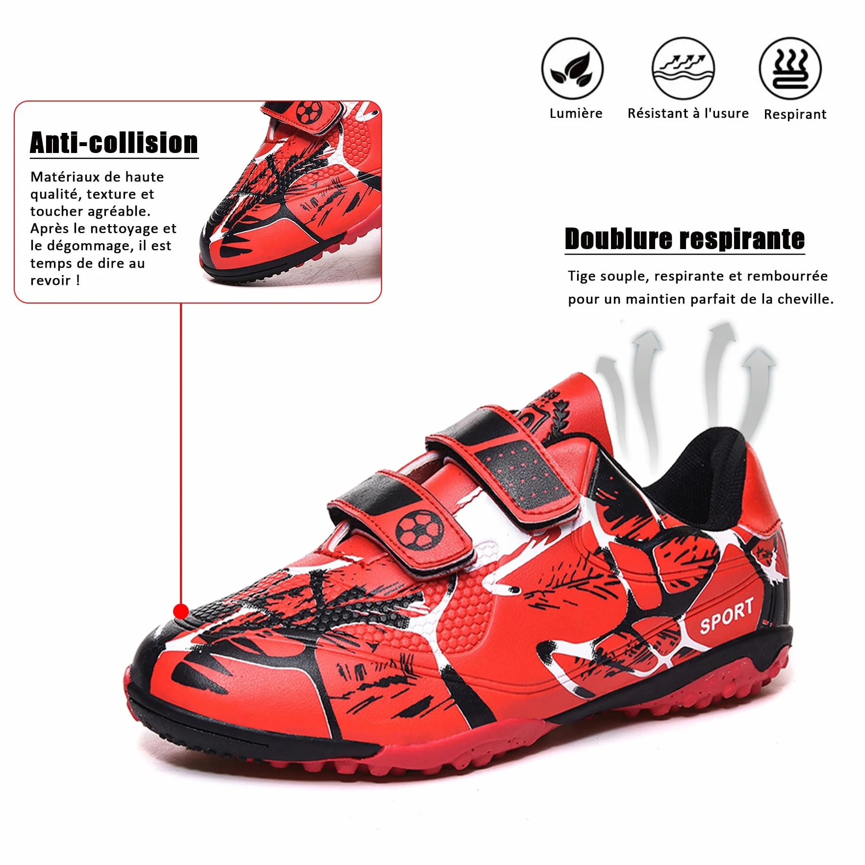 Chaussures de Football Enfant FG/AG Professionnel Plein Air Garçon TF Chaussures d'Entraînement Football Adolescents Antidérapant