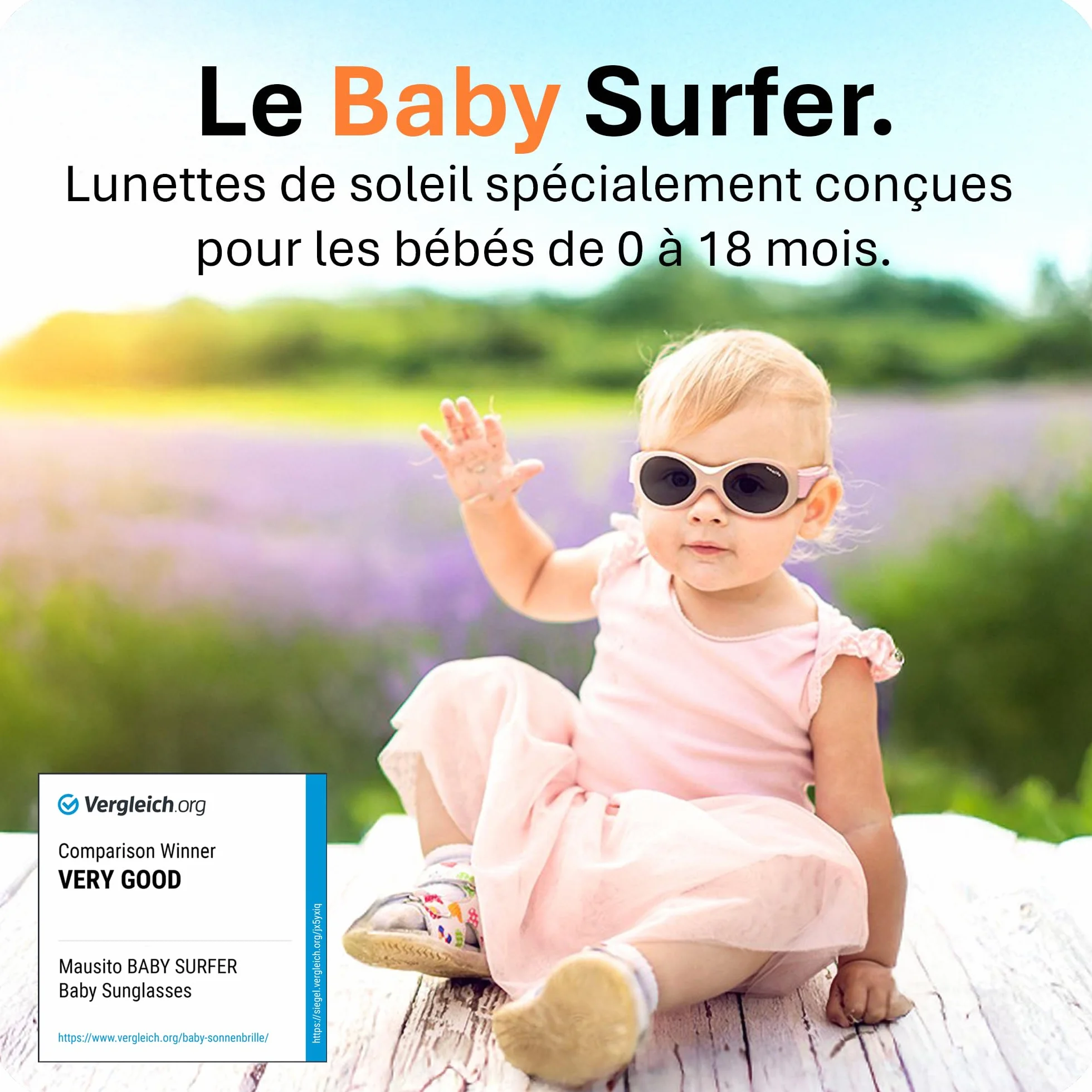 Lunettes de soleil bébé 0-18 mois bandeau ajustable souple monture flexible protection UV400 sans BPA Design européen moderne