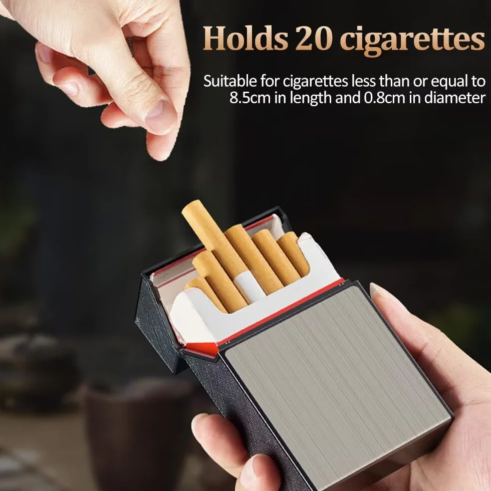Boîte à cigarettes en aluminium 2 en 1 avec briquet électronique rechargeable pour 20 cigarettes