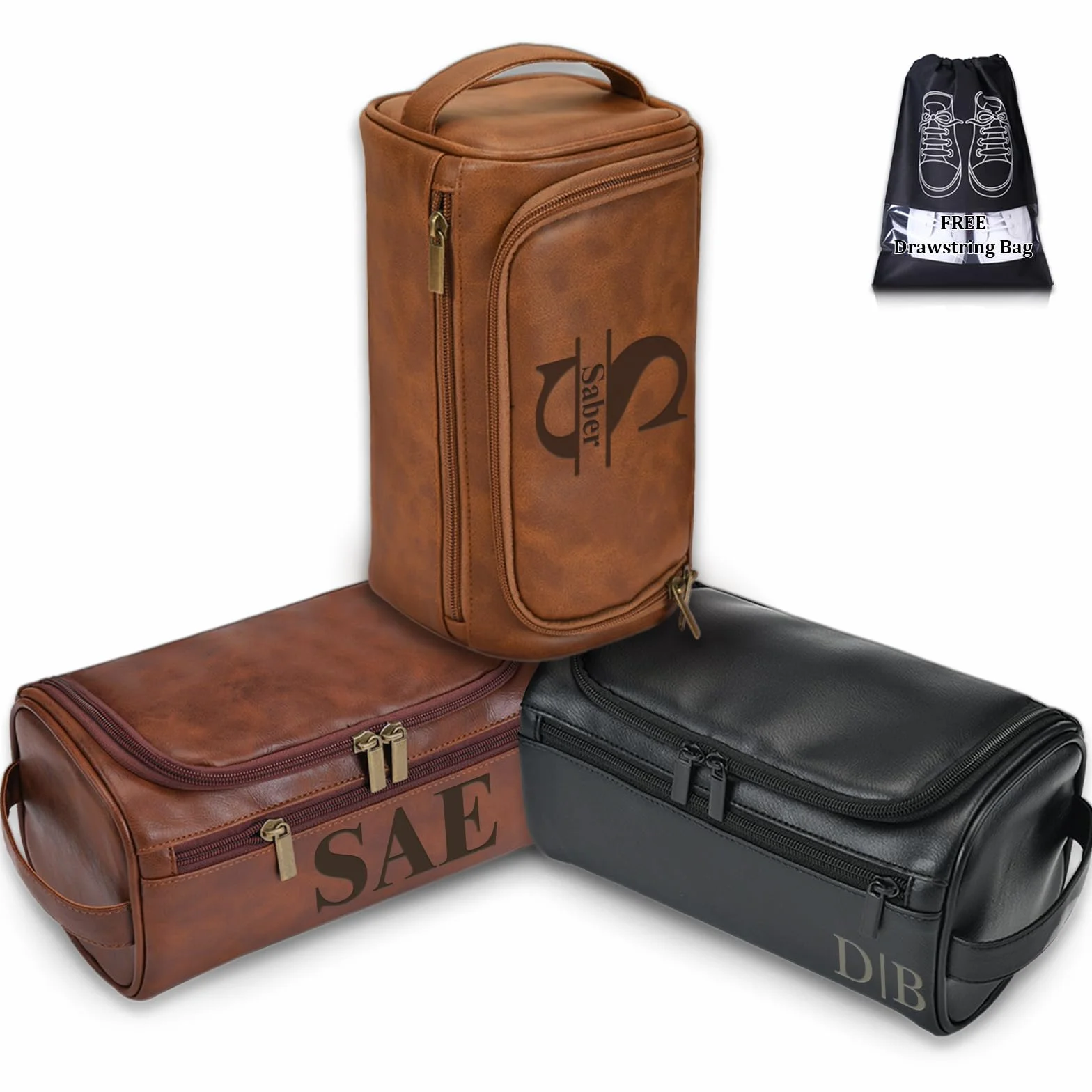 Trousse de Toilette personnalisée pour Homme, Dopp Kit de Voyage, Cadeau Initiales pour Garçons d'Honneur