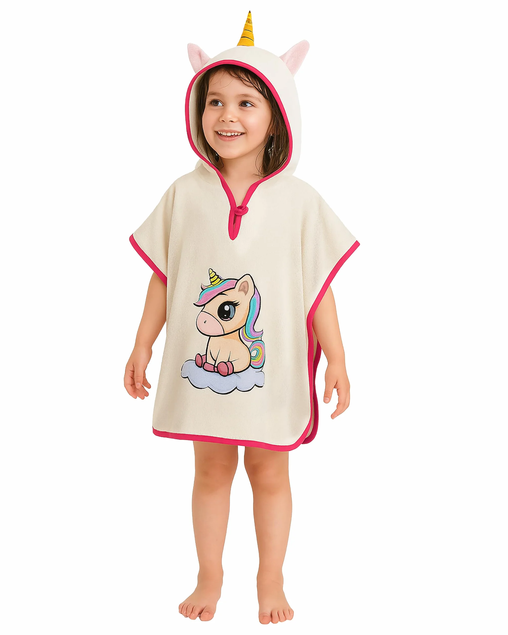 Poncho de bain enfants 100% coton OEKO-TEX LAYNENBURG avec capuche bébé garçon fille serviette éponge