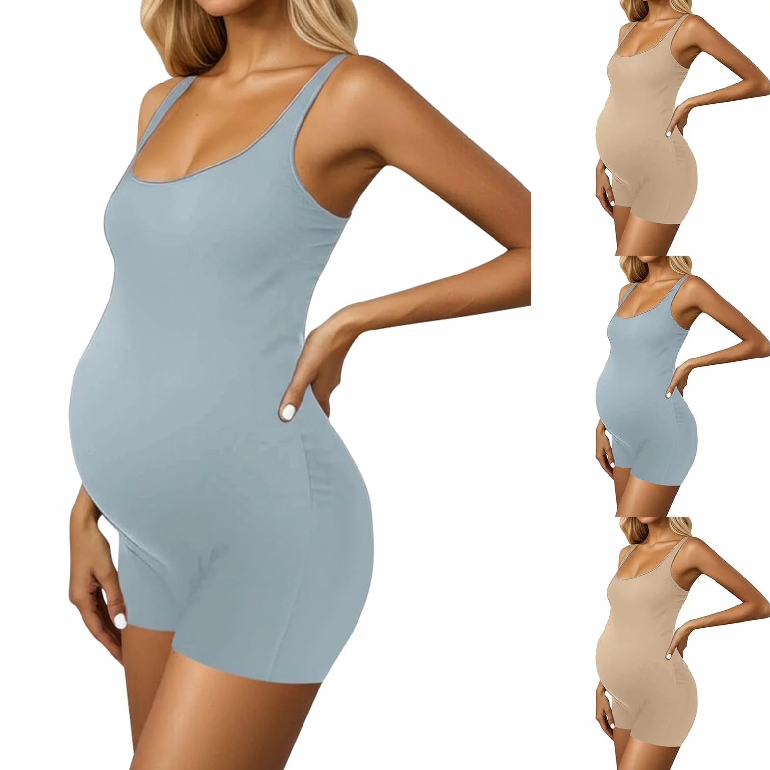 Combinaison de maternité pour femme enceinte - Body gainant sans manches col carré - Yoga Fitness Sport