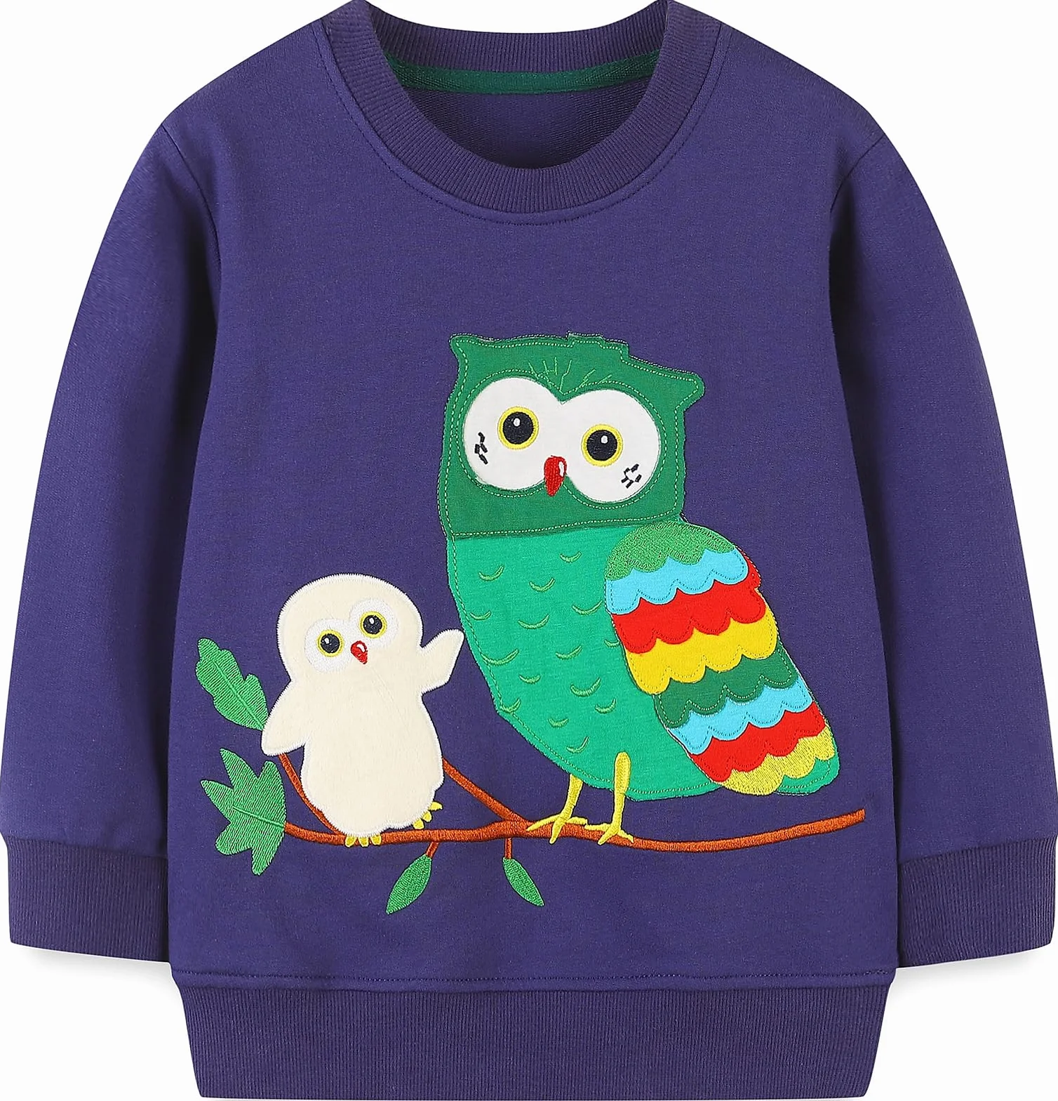 Sweatshirt Fille Coton 100% Manches Longues Col Rond Motifs Mignons Pullover Enfants 1-12 Ans