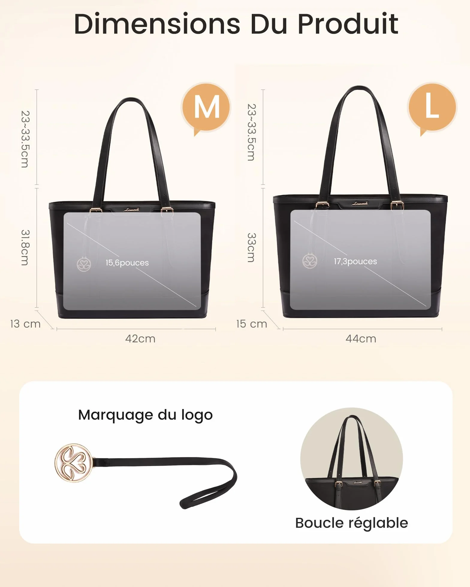 LOVEVOOK Sac à Main Femme, Tote Bag Imperméable Grand Capacité Ordinateur Portable
