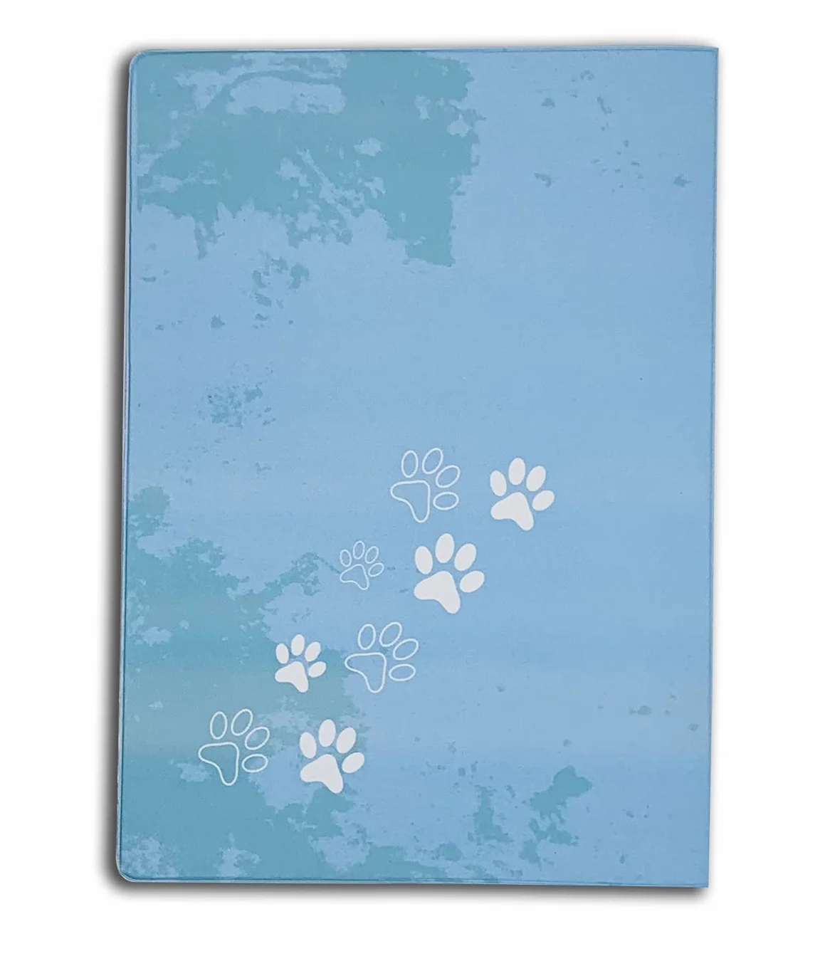 Protège Carnet de Santé Animaux Personnalisé avec Photo et Texte – Gomme Expansée – Fabriqué en France – Chiens & Chats – Modèle Empreinte Bleu Ciel