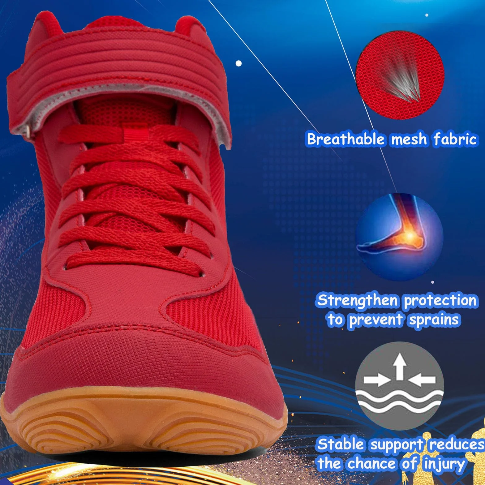 Chaussures de Lutte Hommes Boxe Wrestling Shoes Antidérapantes