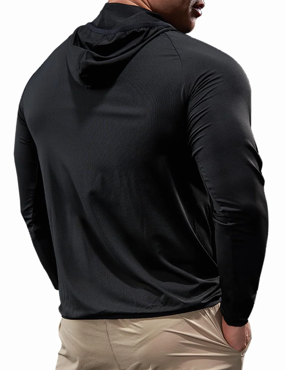 Sweat à Capuche Zip Homme Veste Fitness Course à Pied Manches Longues Léger