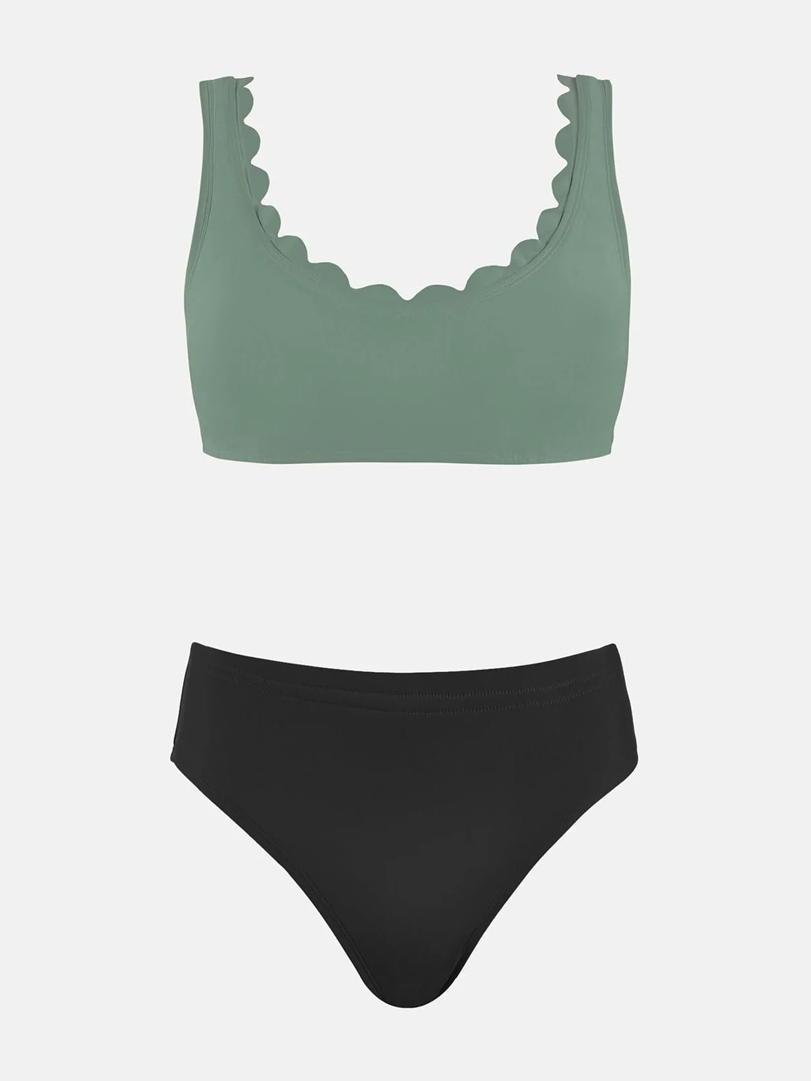CUPSHE Maillot de bain de maternité une pièce Col en U Bord ondulé Taille basse