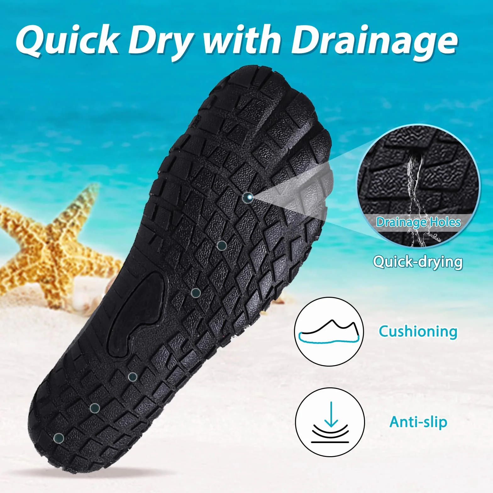 Hanani Chaussures Aquatiques pour Homme et Femme Séchage Rapide Chaussures de Surf Antidérapant