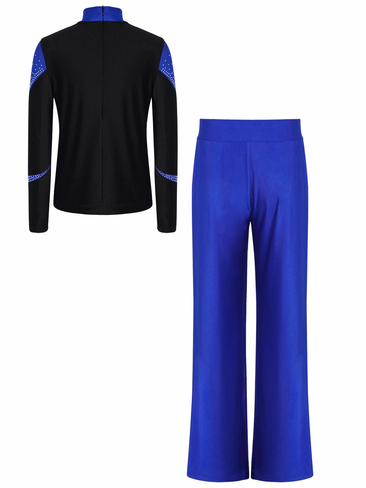 Ranrann Enfant Garçon Ensemble Patinage Artistique Danse Gymanstique Haut Manches Longues Strass avec Pantalon Tenue Compétition