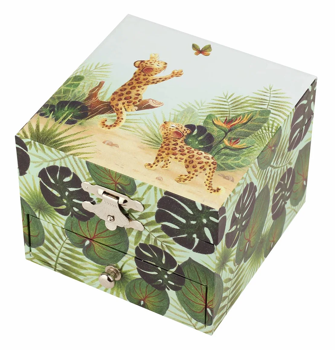 TROUSSELIER Boite à Bijoux Enfant avec Musique Thème Savane Cadeau Bapteme Naissance