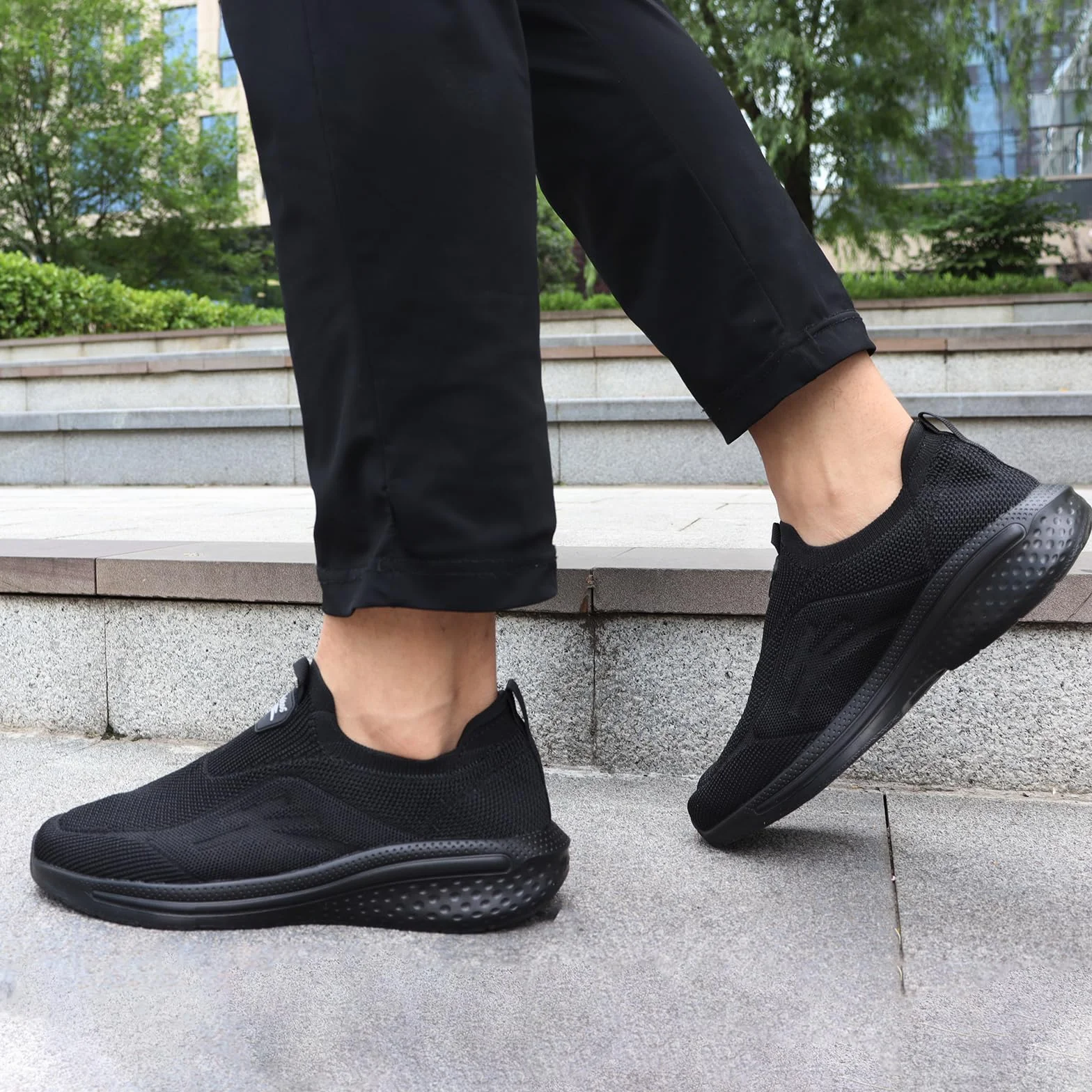 Giniros Basket Homme Chaussures Slip on Sneakers sans Lacets de Course Baskets Fitness Running Respirantes