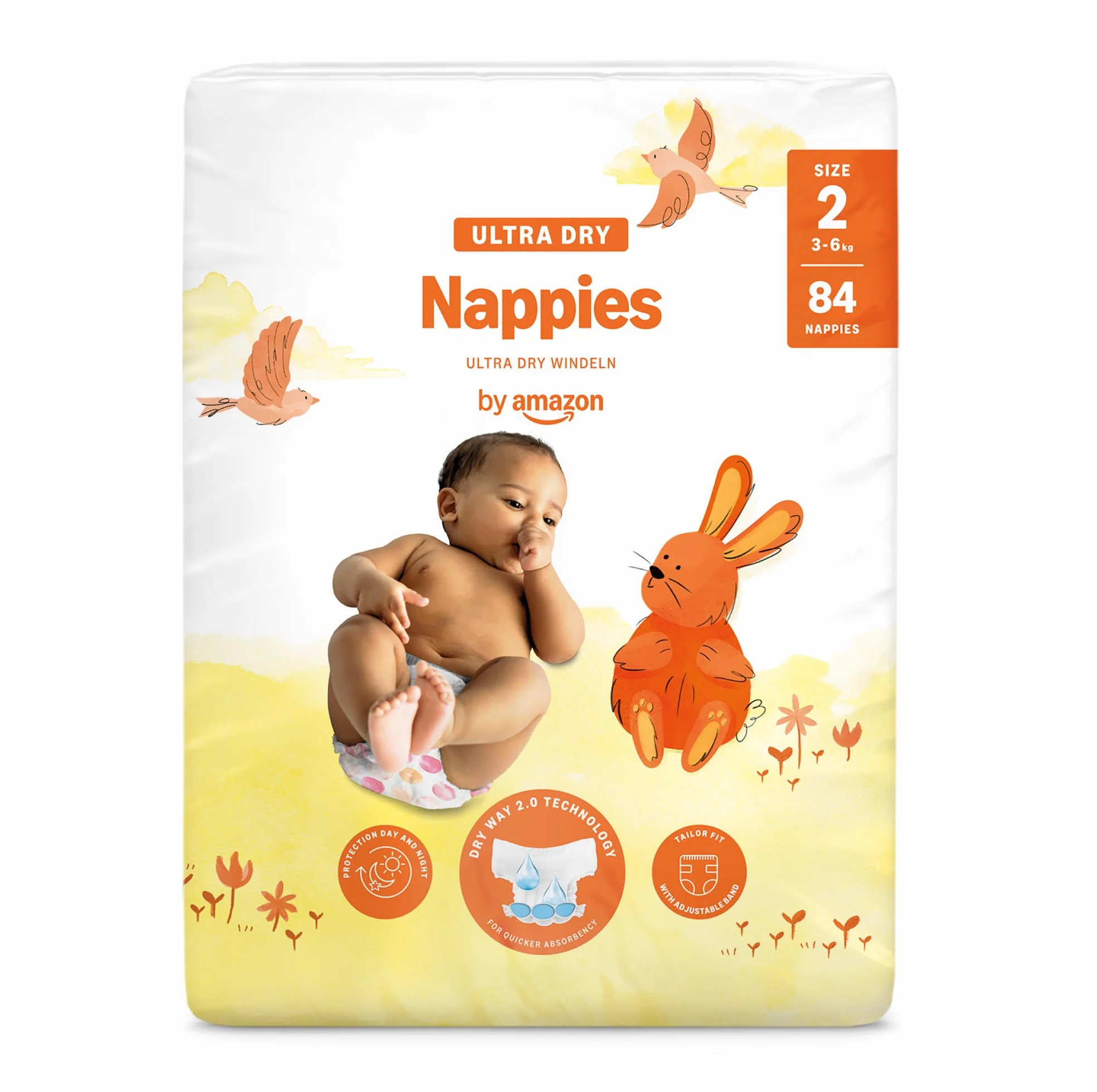 Mama Bear Couches bébé Ultra Absorbantes, Taille 2 (3-6 kg), Blanc, 84 Unités