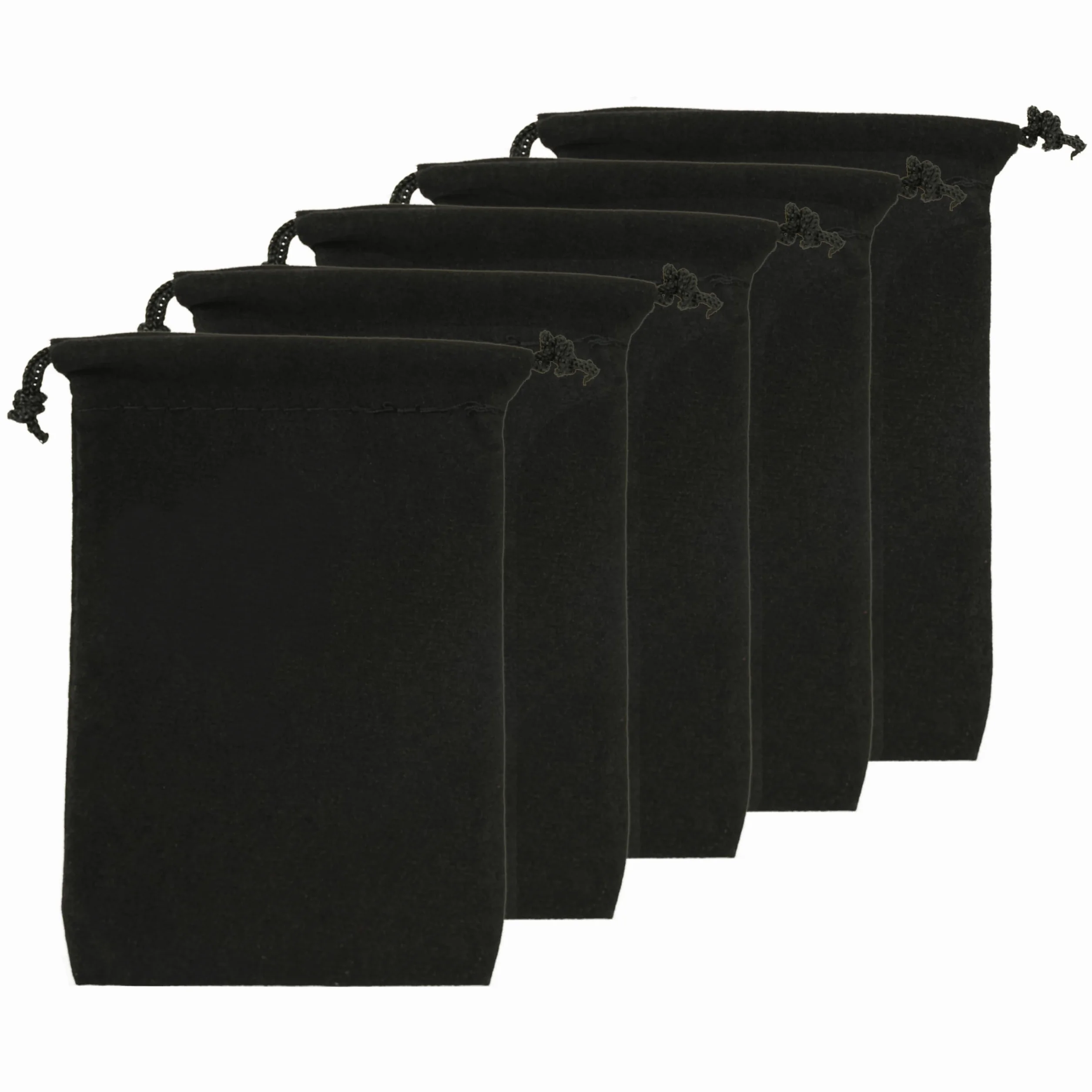 Pochettes de Serrage en Velours Noir Lot de 5 Taille 10 x 15 cm Sacs Réutilisables avec Cordon de Serrage en Satin