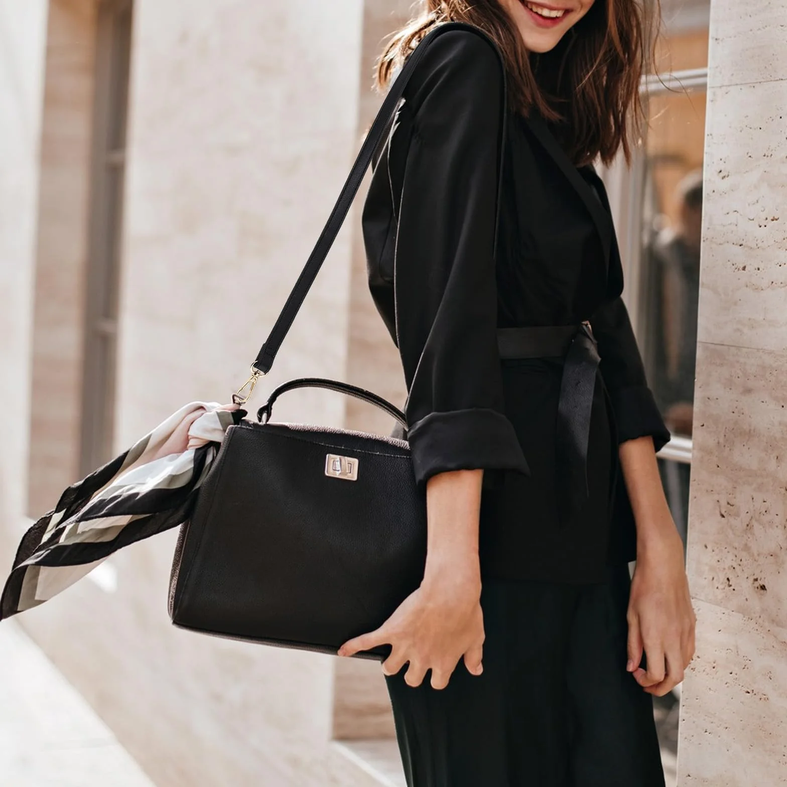 Amabro Sangle de Rechange réglable en Cuir synthétique pour Sac à Main (85-150 cm)